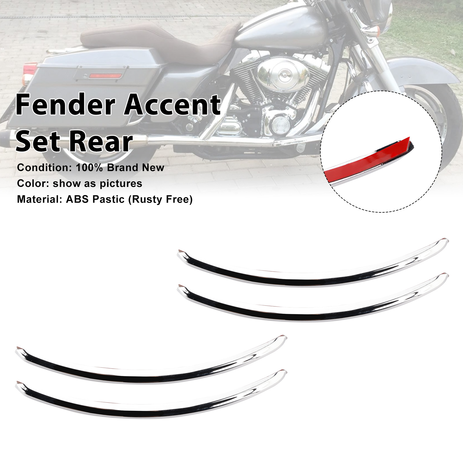 2006-2013 Harley FLHX Street Glide Fender Accent Set Rear Chrome Generic