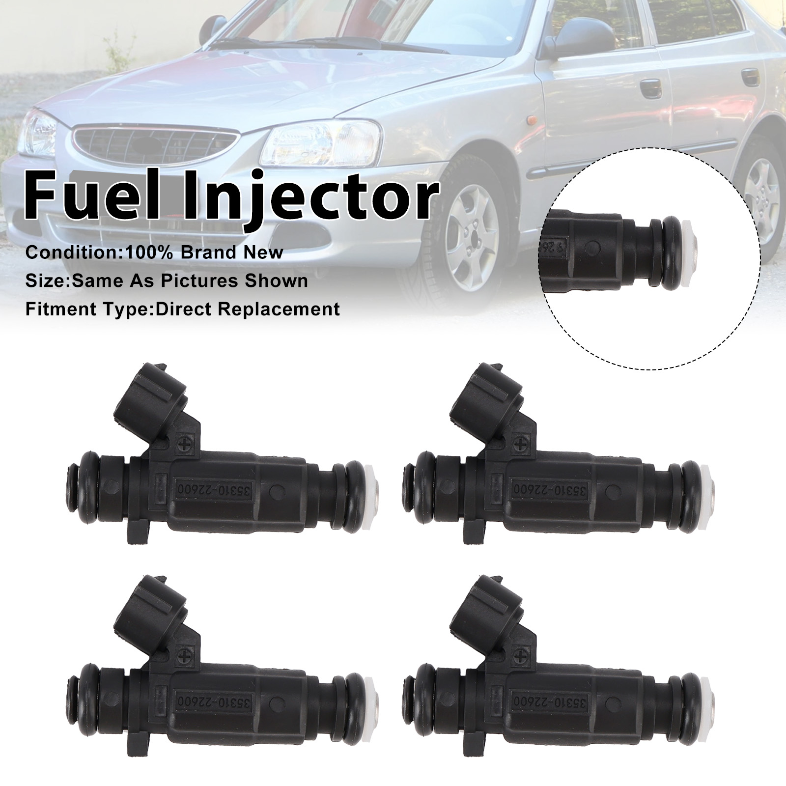 2000-2005 Hyundai Accent Elantra Getz 4Pcs Fuel Injector 835310-22600 Generic