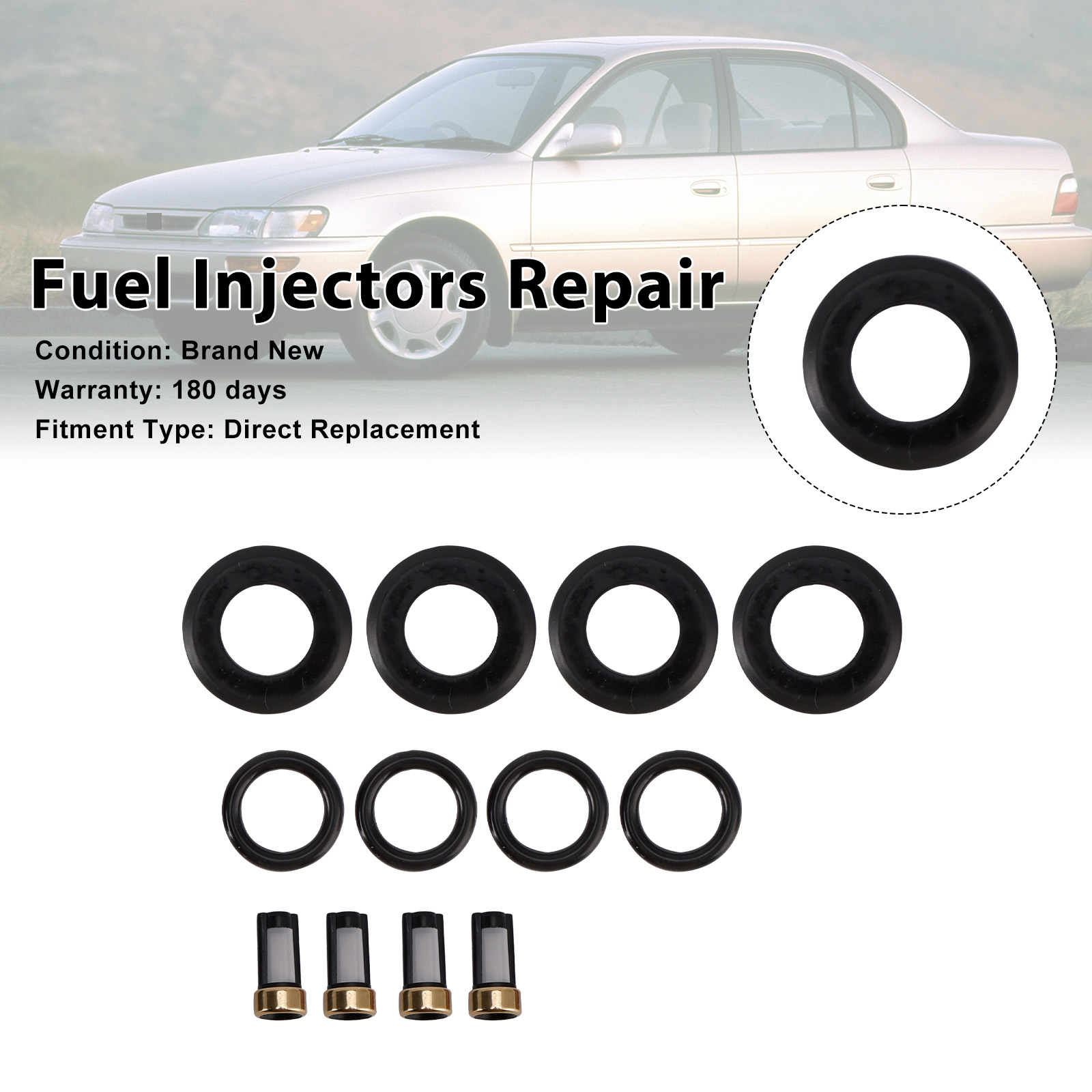 1995-2004 Toyota Corolla 1.6L I4 1.8L I4 Fuel Injector Seal O-Ring 23250-11130 Generic