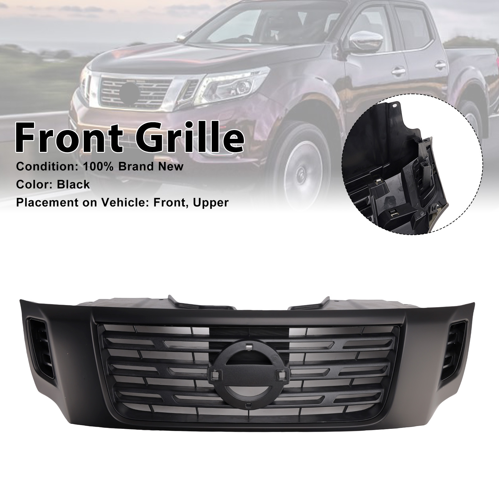2015-2020 Nissan Navara D23 NP300 Front Bumper Grille Black Generic