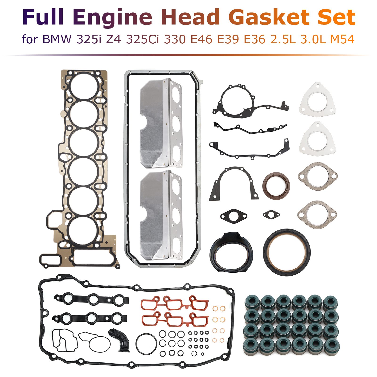 2001-2006 BMW 325i Z4 325Ci 330 E46 E39 E36 2.5L 3.0L M54 Full Engine Head Gasket JV5211 Generic