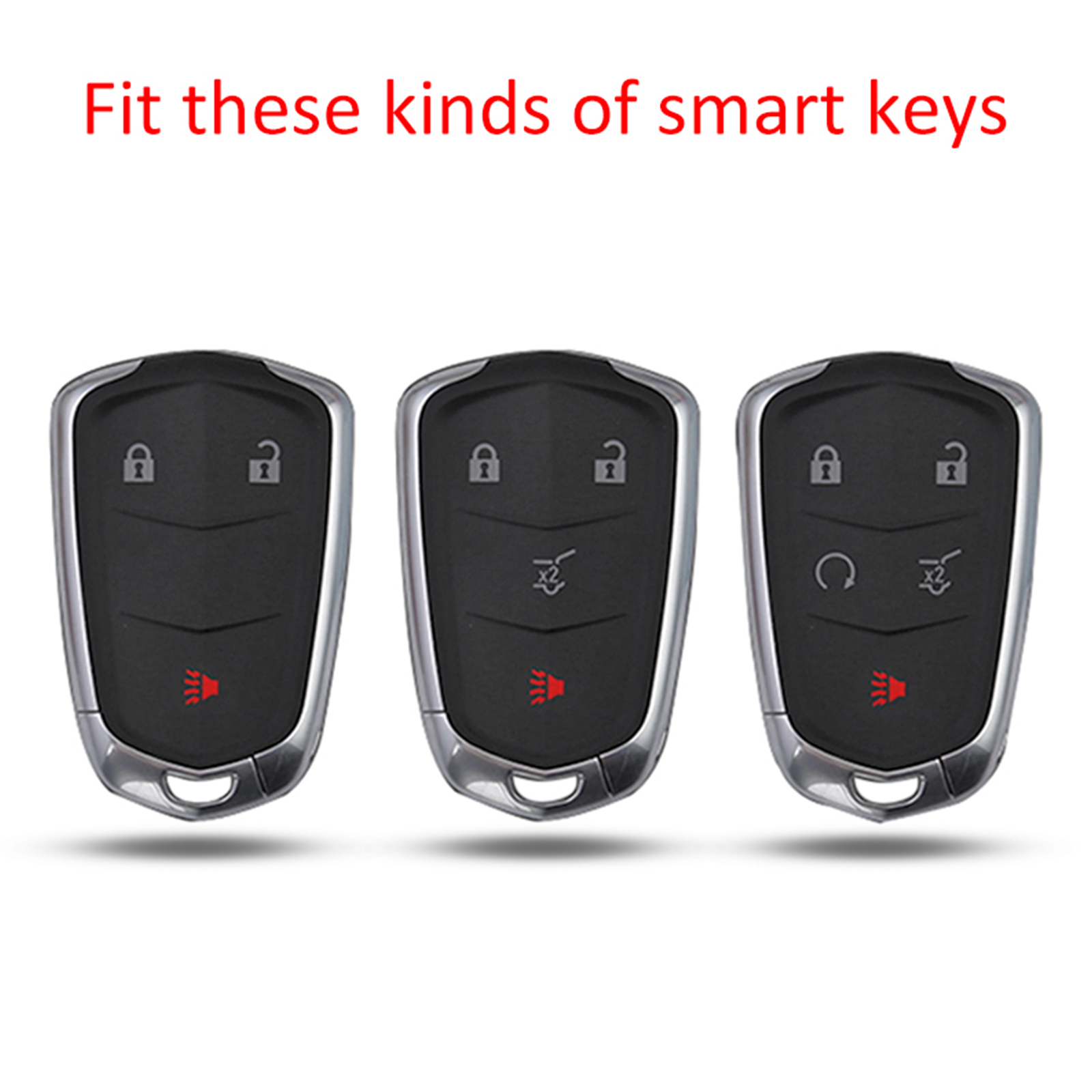 2013-2019 Cadillac ATS CTS CT6 XTS XT4 XT5 Escalade Leather Silicone Car Key Case Cover With Buckle Generic