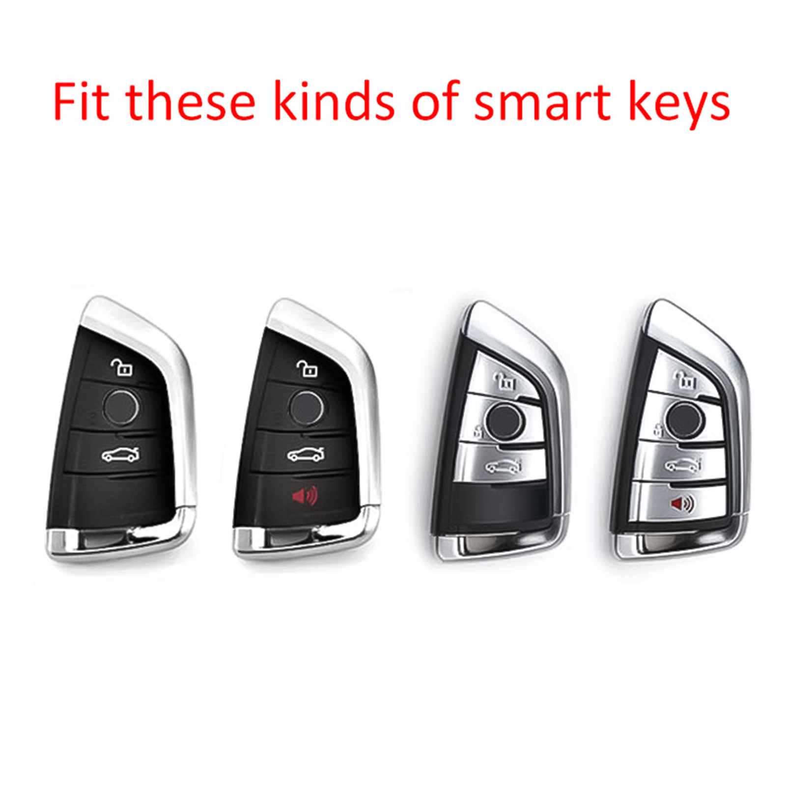 Leather Silicone Car Key Case Cover With Buckle For BMW