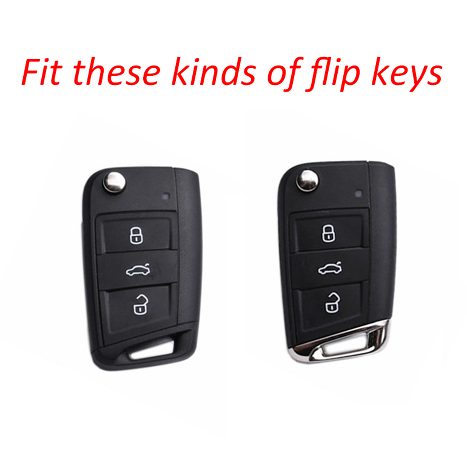 2015-2019 Volkswagen Polo Golf Tiguan Leather Silicone Car Key Case Cover With Buckle Generic