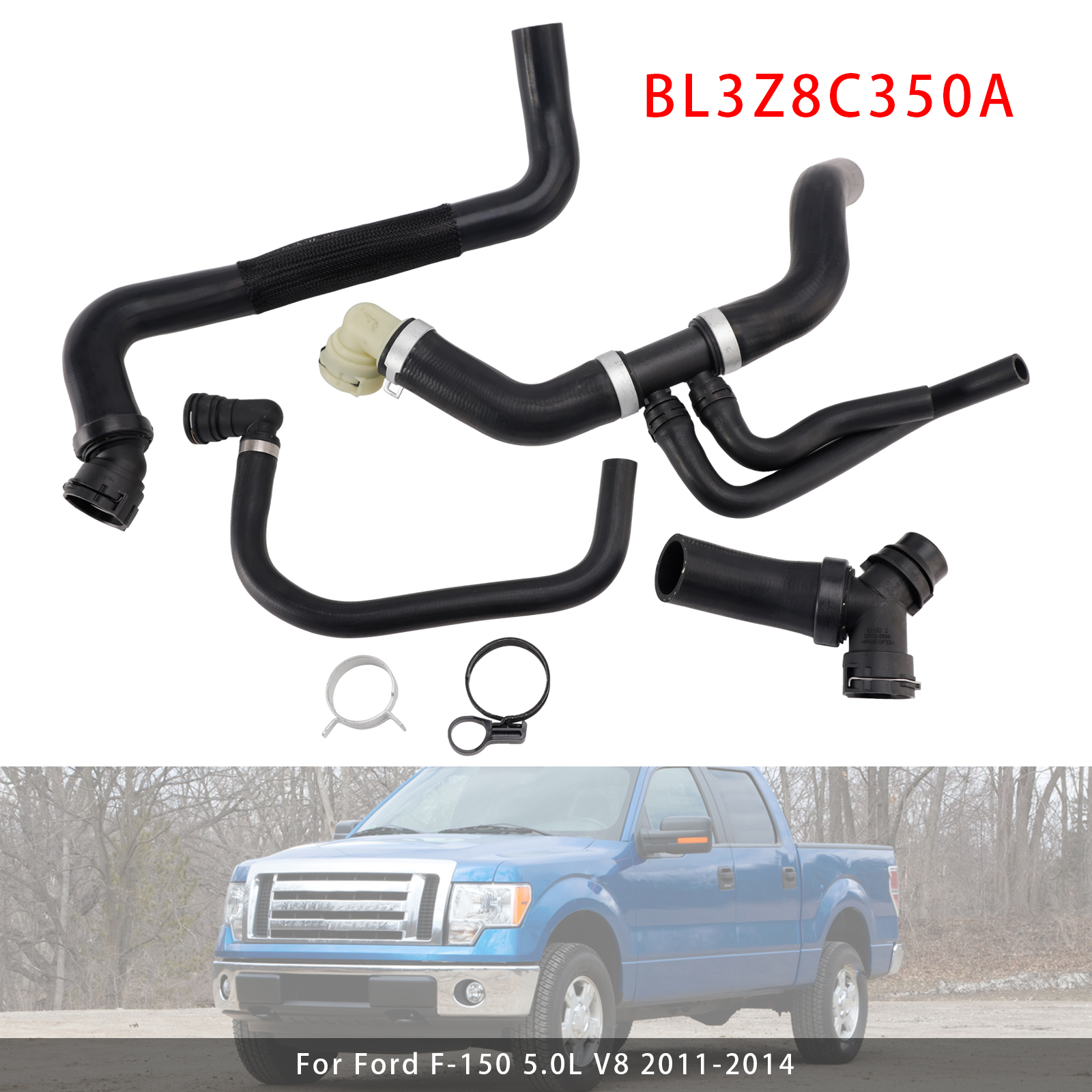 2011-2014 Ford F-150 5.0L V8 Radiator Coolant Hoses Sets BL3Z8C350A Generic