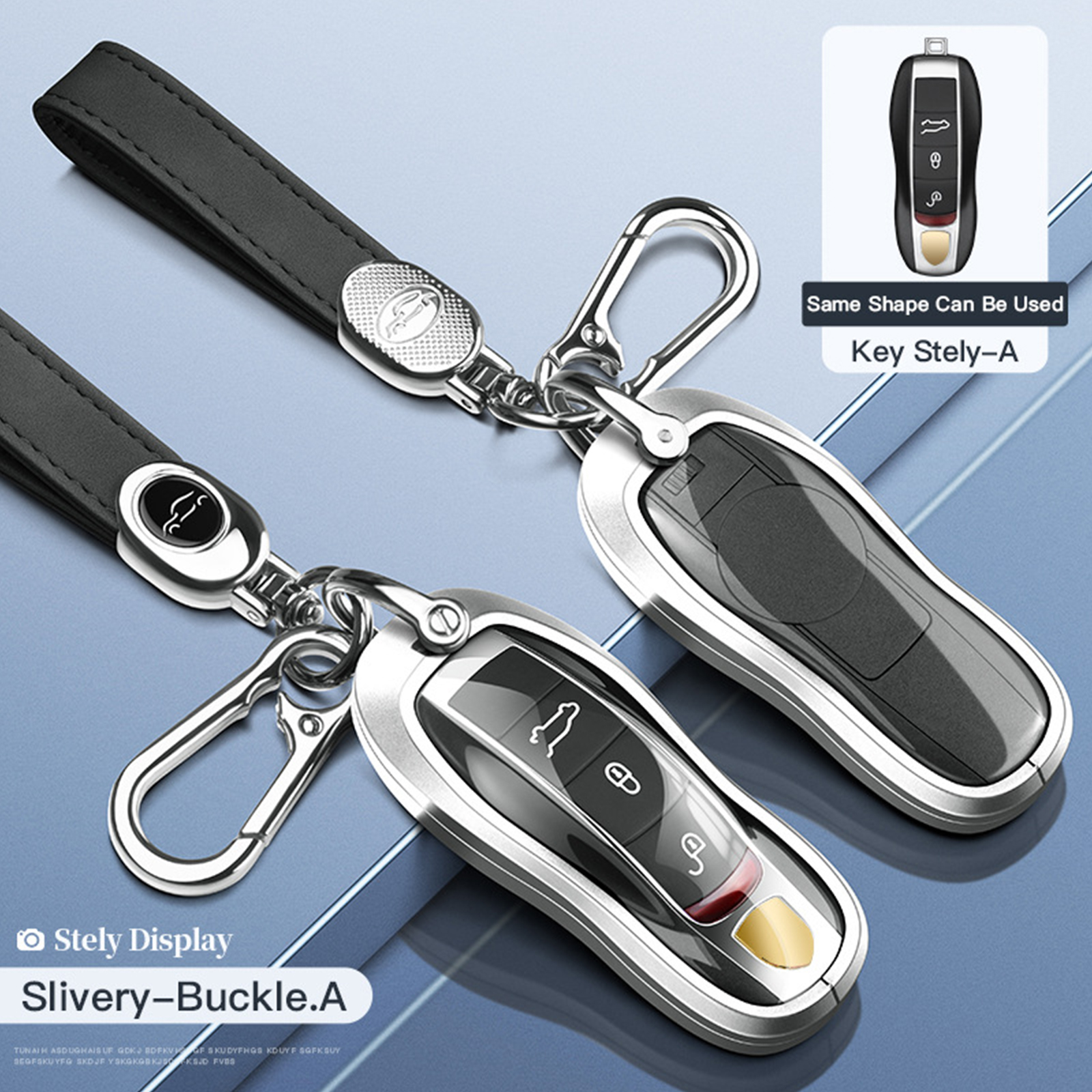 Aluminum Alloy TPU Black Car Key Case Cover With Buckle For Porsche Cayenne 911
