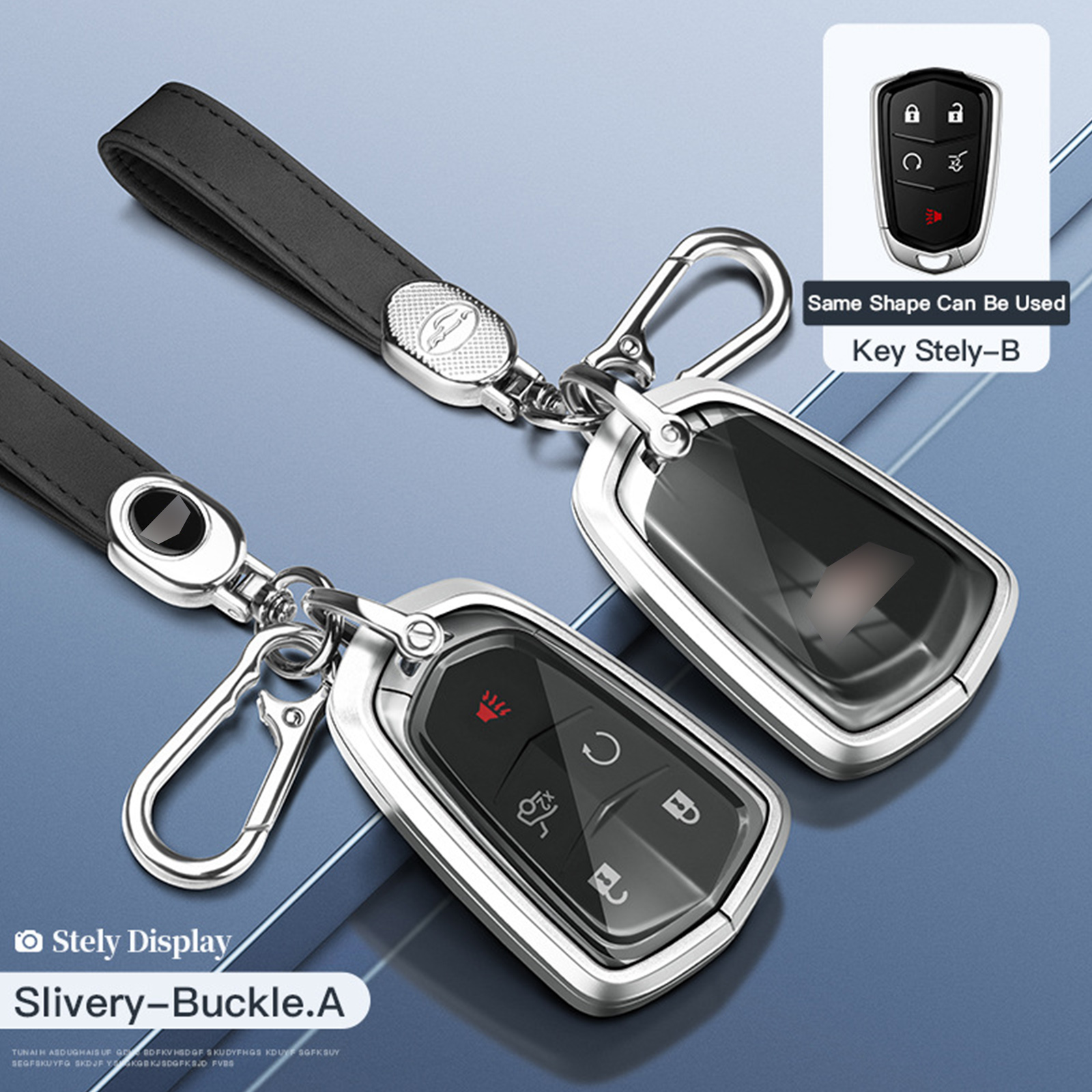 Aluminum Alloy TPU Silver Car Key Case Cover With Buckle For Cadillac