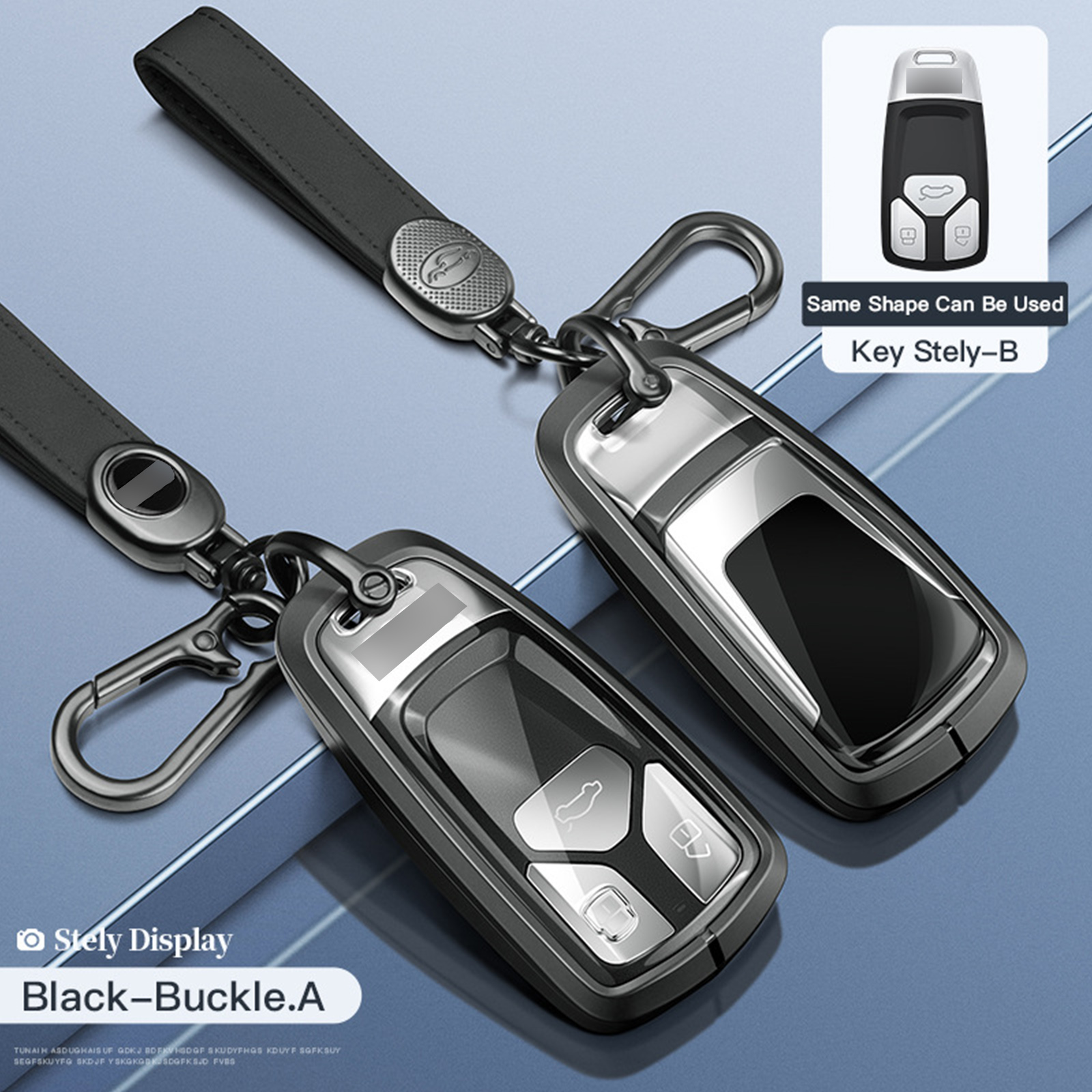 Aluminum Alloy TPU BLK Car Key Case Cover With Buckle For Audi A6l A4l A3
