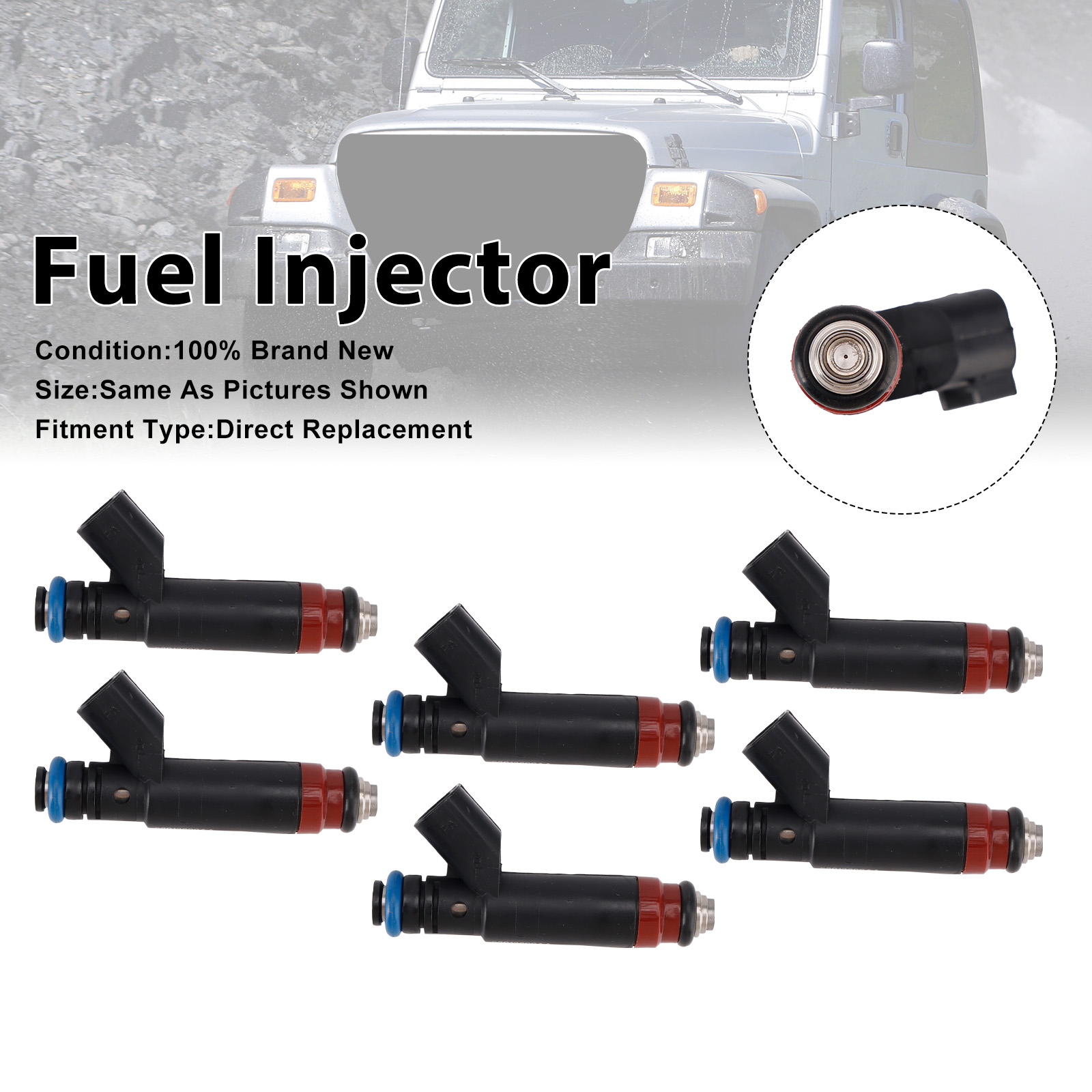 2005-2006 Jeep TJ Wrangler 6Pcs Fuel Injector 53013690AA Generic