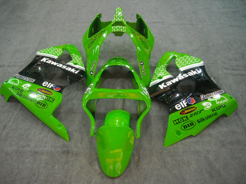 2000-2002 Kawasaki ZX6R 636/2005-2008 Kawasaki ZZR600 Amotopart Fairings Plastics Green Nakano 56 Racing Customs Fairing