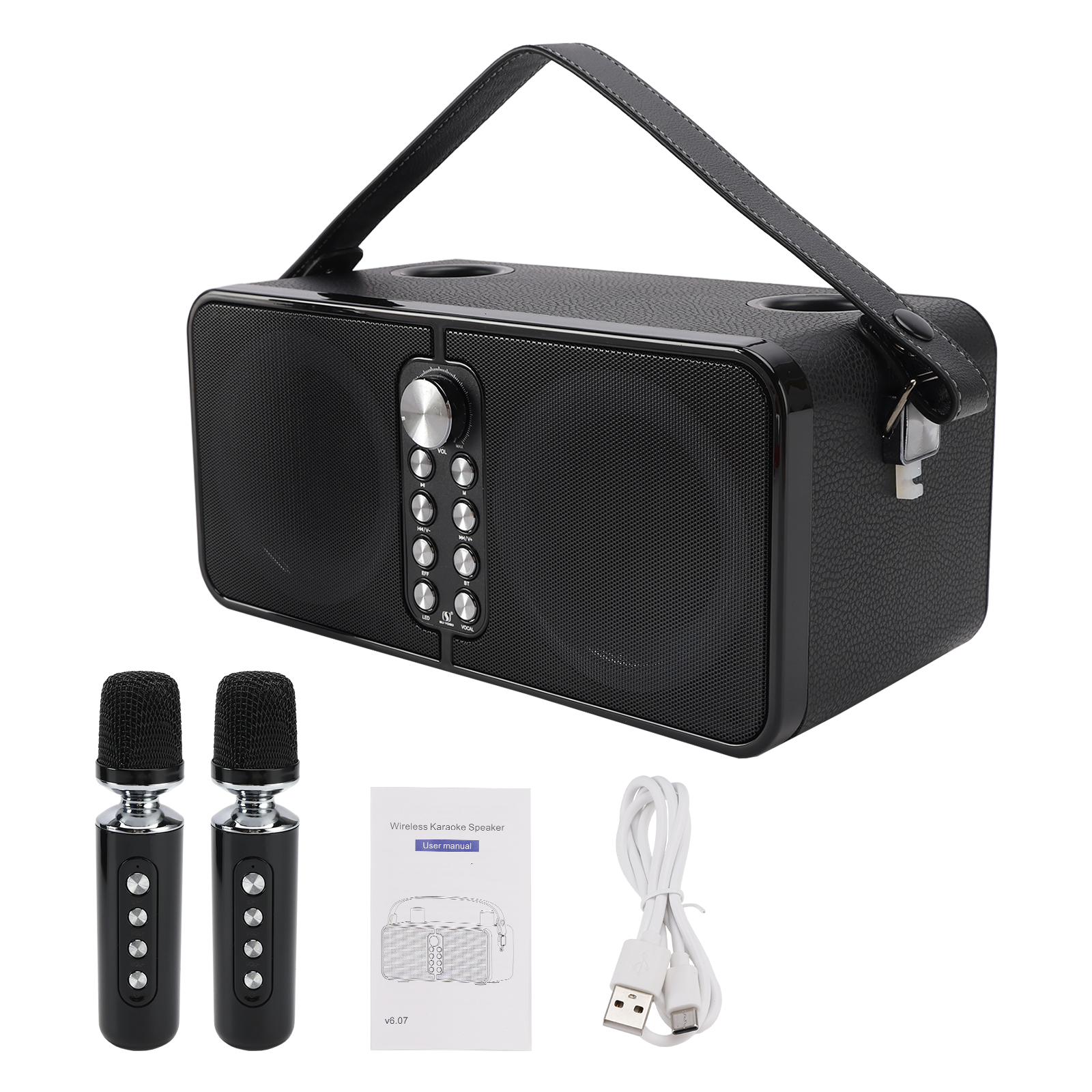 Wireless Bluetooth Speaker Dual Microphone Karaoke All-In-One Outdoor Portable
