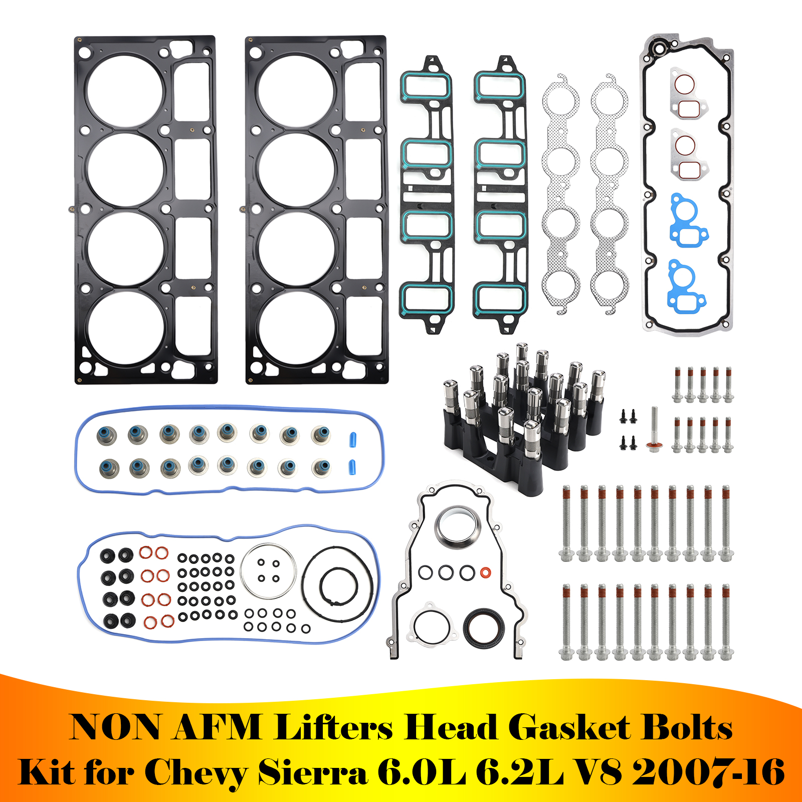 NON AFM Lifters Head Gasket Bolts Kit for Chevy Sierra 6.0L 6.2L V8 2007-16
