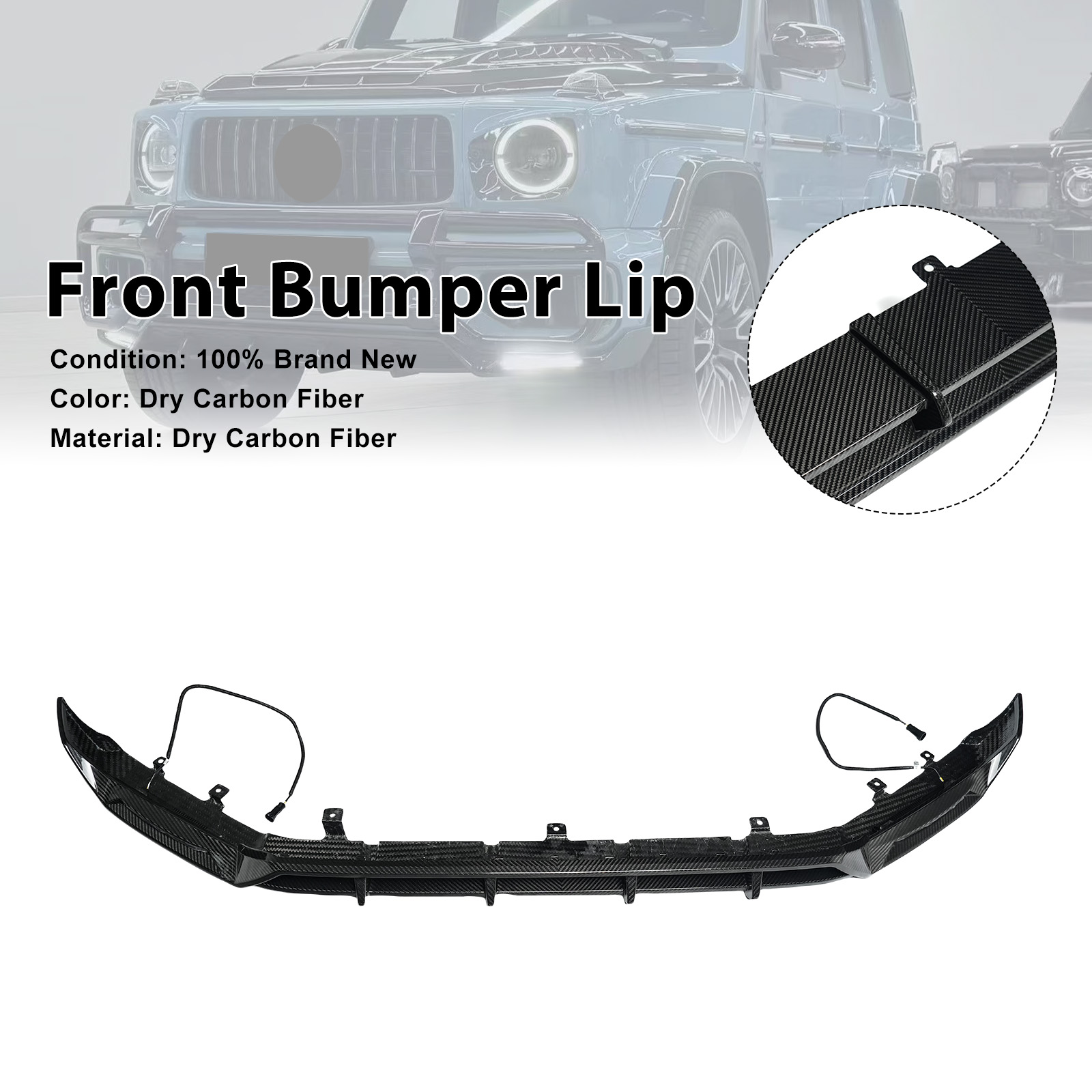 Dry Carbon Fiber Front Bumper Diffuser Lip Fit Mercedes Benz G-Class W465 2025+