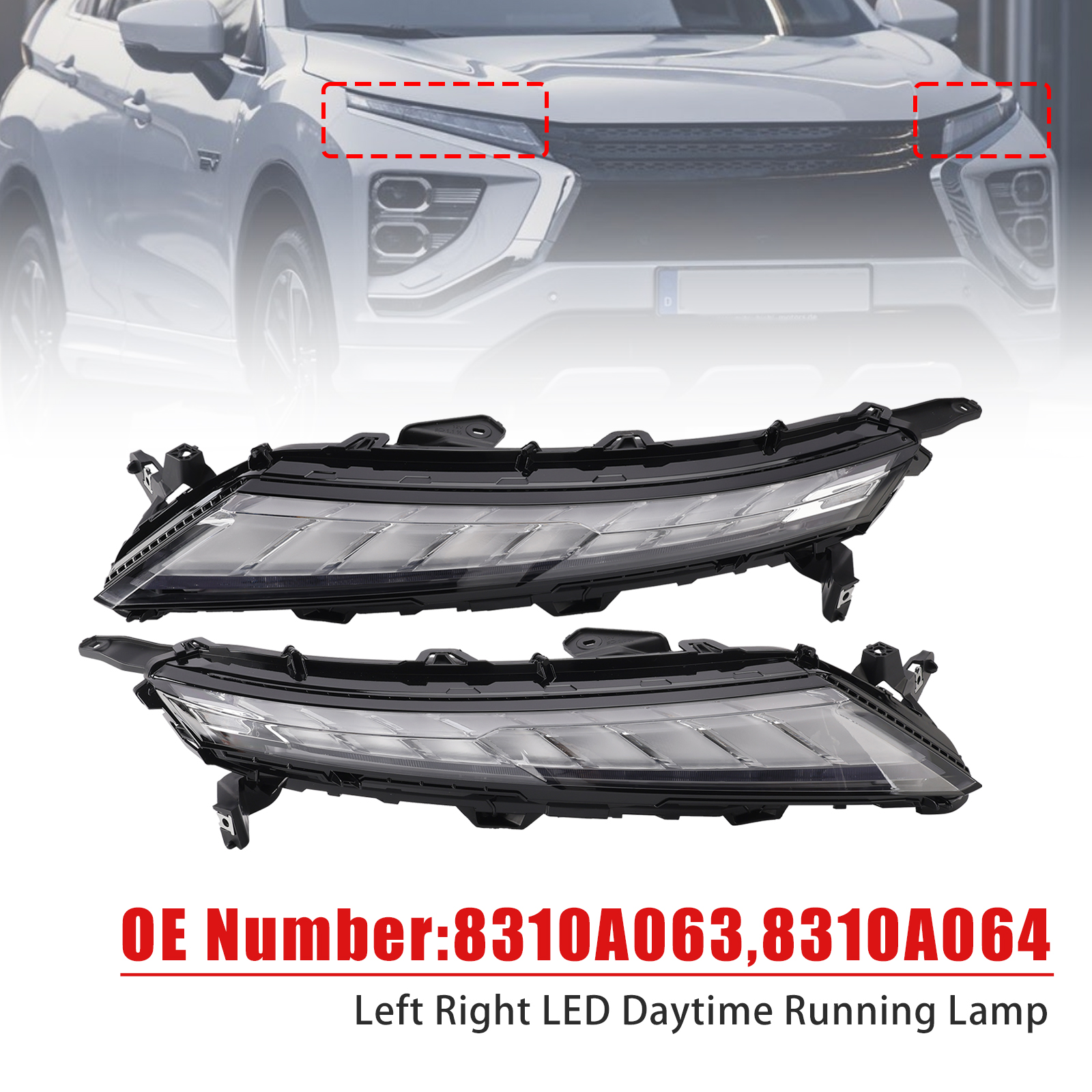Left + Right Side Front LED DRL Lamp For Mitsubishi Eclipse Cross 2022-2026