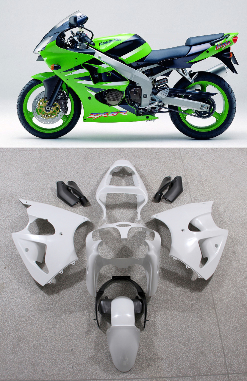 2000-2002 Kawasaki ZX6R 636/2005-2008 Kawasaki ZZR600 Amotopart Fairings Plastics Green Blue ZX6R Racing Customs Fairing