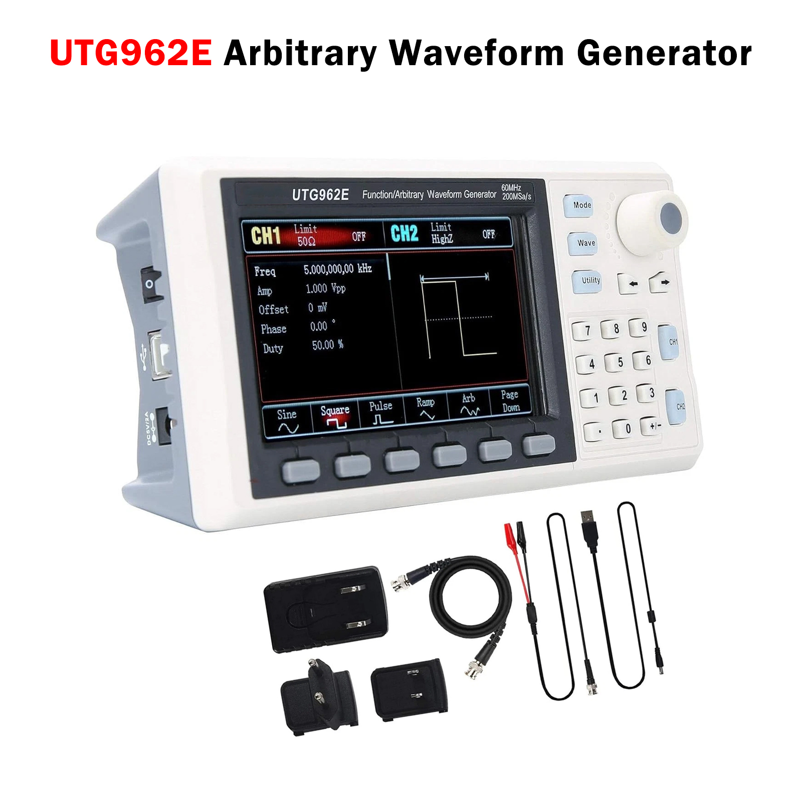 UTG962E Arbitrary Waveform Generator Function Generator Kit 60Mhz 200MSa/s