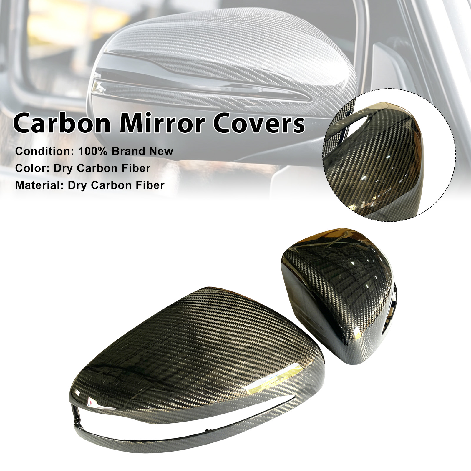 Carbon Fiber Side Mirror Covers Fit Mercedes Benz G450 G500 G580 W465 2025+