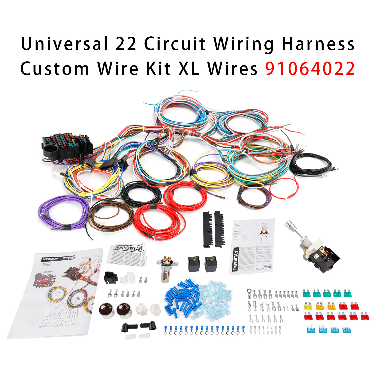 Universal 22 Circuit Wiring Harness Custom Wire Kit Xl Wires 91064022