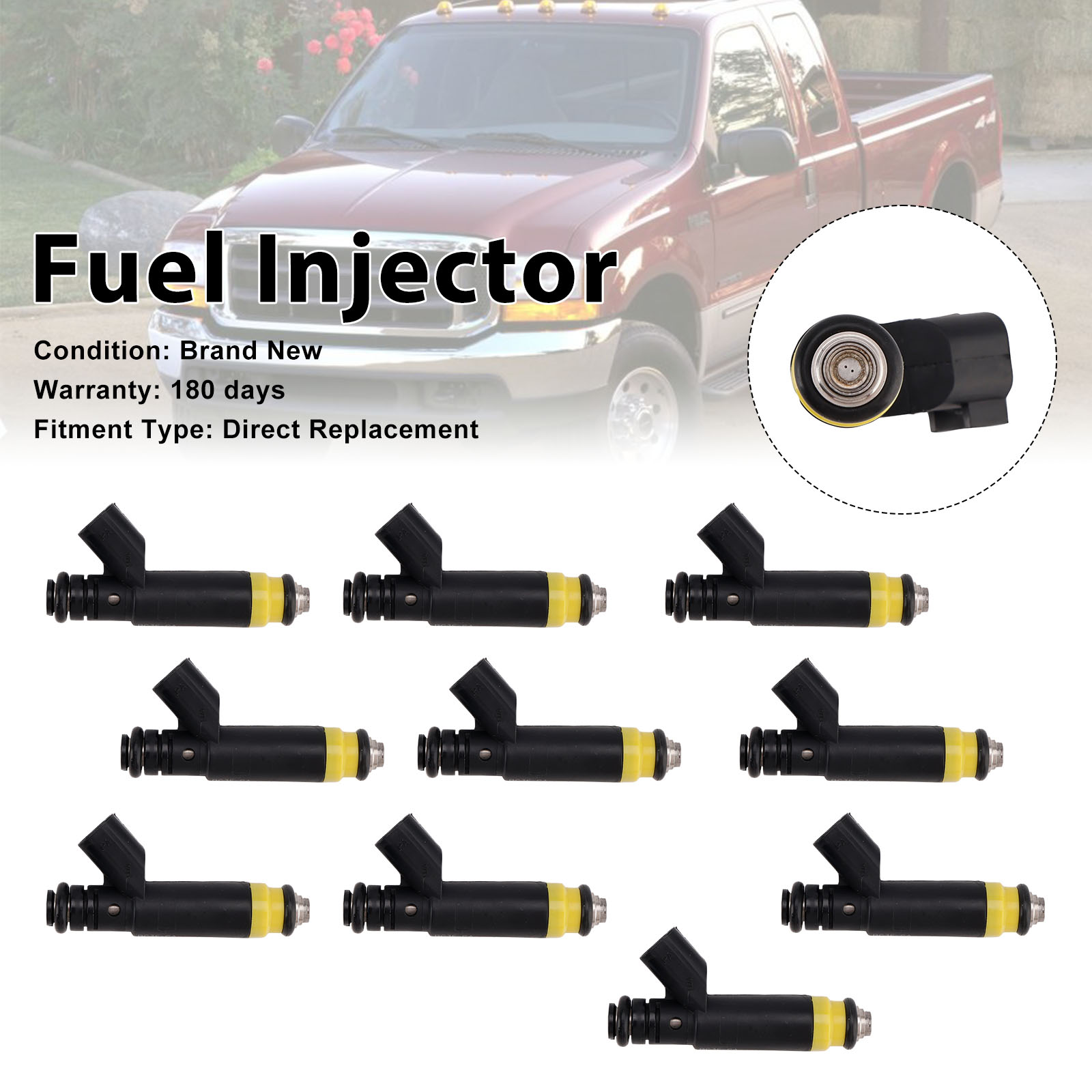 10Pcs 2005-2010 Ford F-250 Super Duty Fuel Injector BC3E-CA Generic