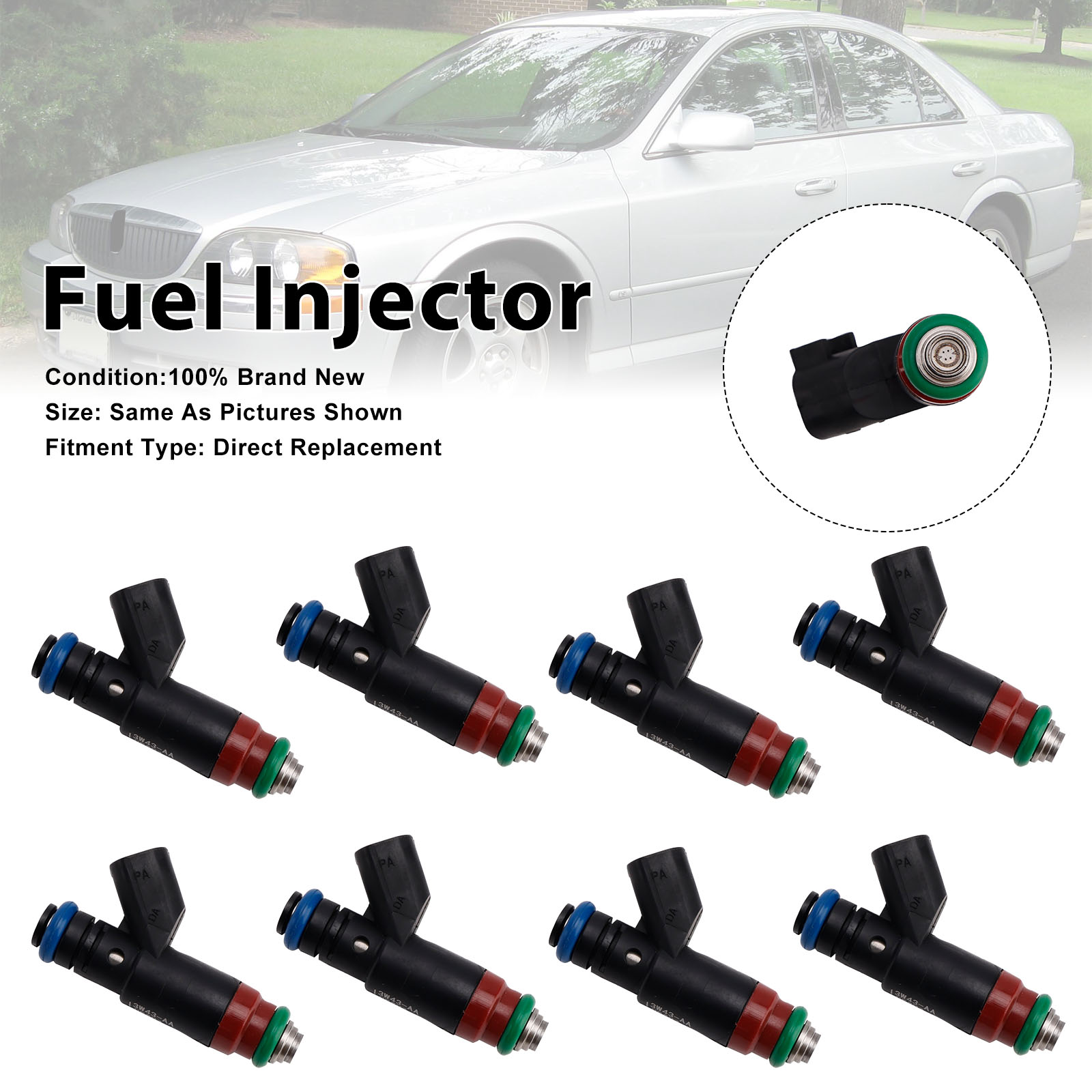8Pcs 2003-2006 Lincoln LS 3.9L V8 Fuel Injector 3W43-AA Generic