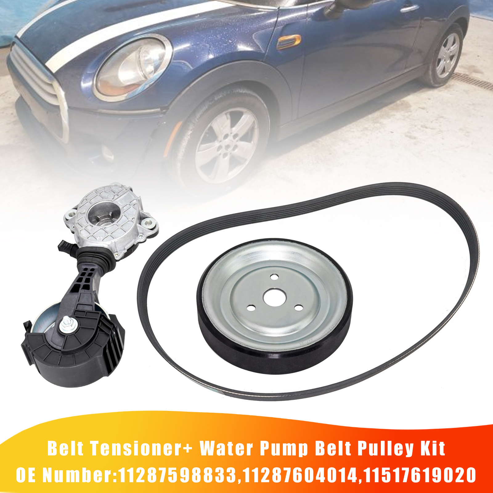 2011-2016 Mini Cooper Paceman Countryman Belt Tensioner+ Water Pump Belt Pulley Kit Generic