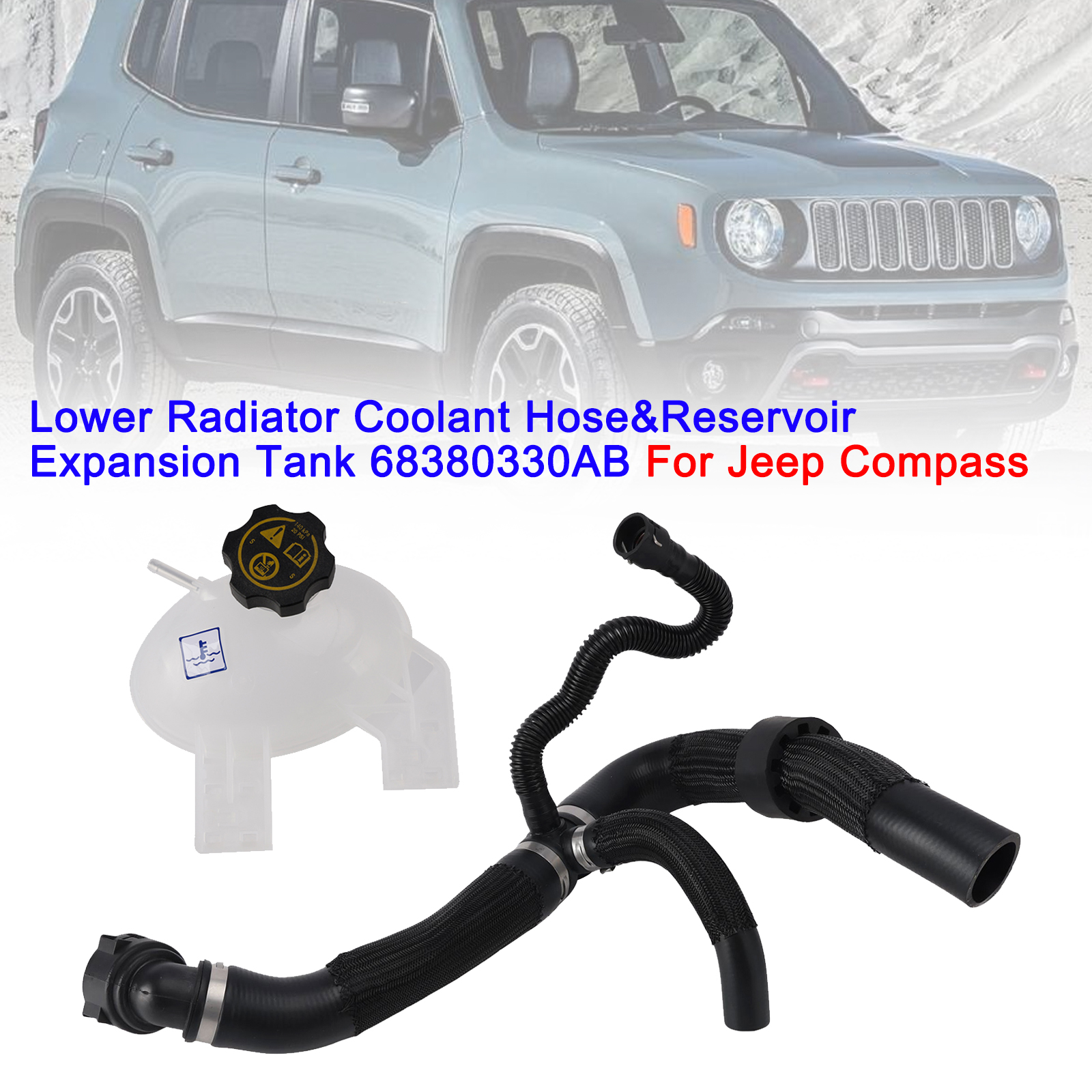 2015-2021 Jeep Renegade Lower Radiator Coolant Hose & Reservoir Expansion Tank 68380330AB Generic