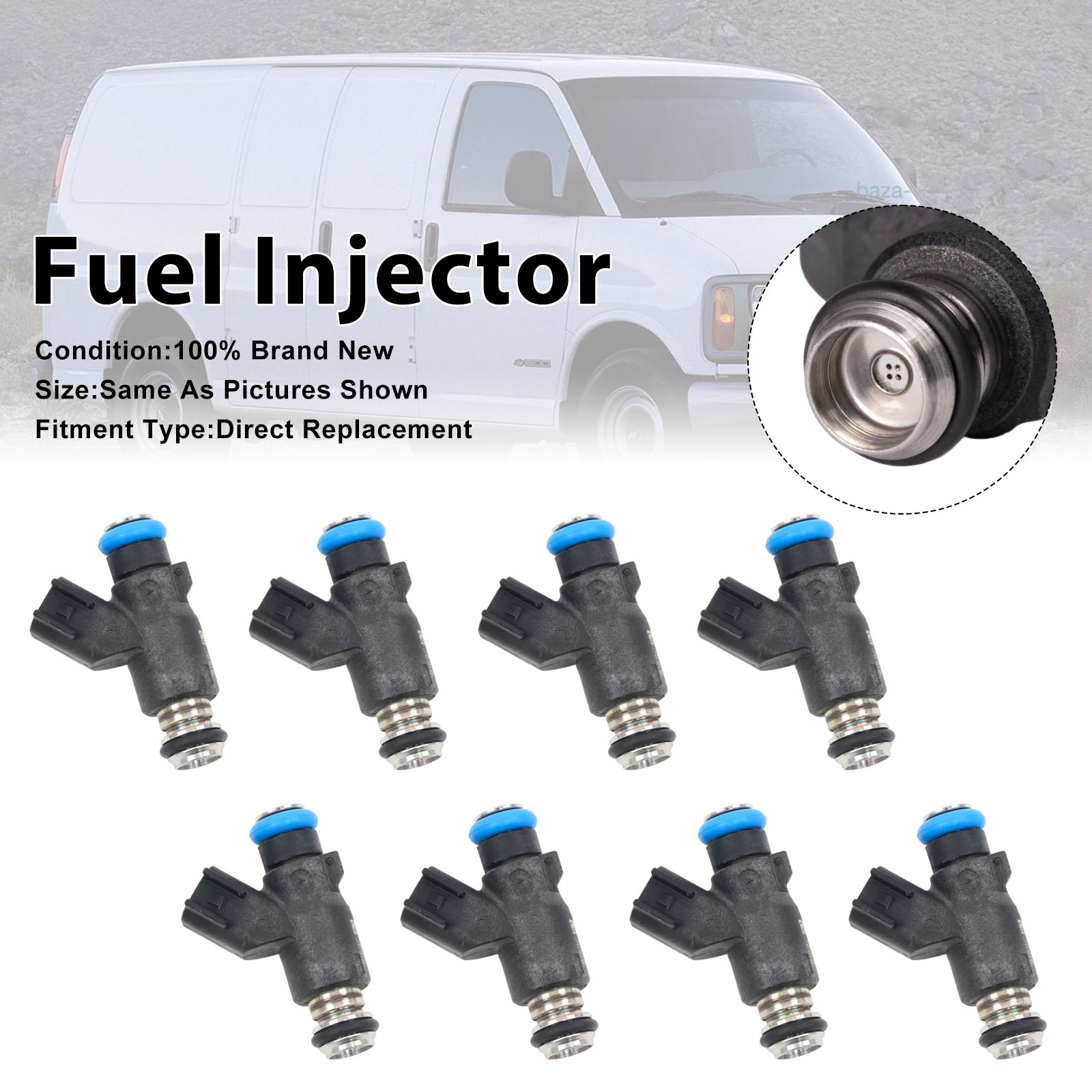 2010-2019 GMC Savana 2500 3500 Van 6.0L Fuel Injector 12613412 8Pcs Generic