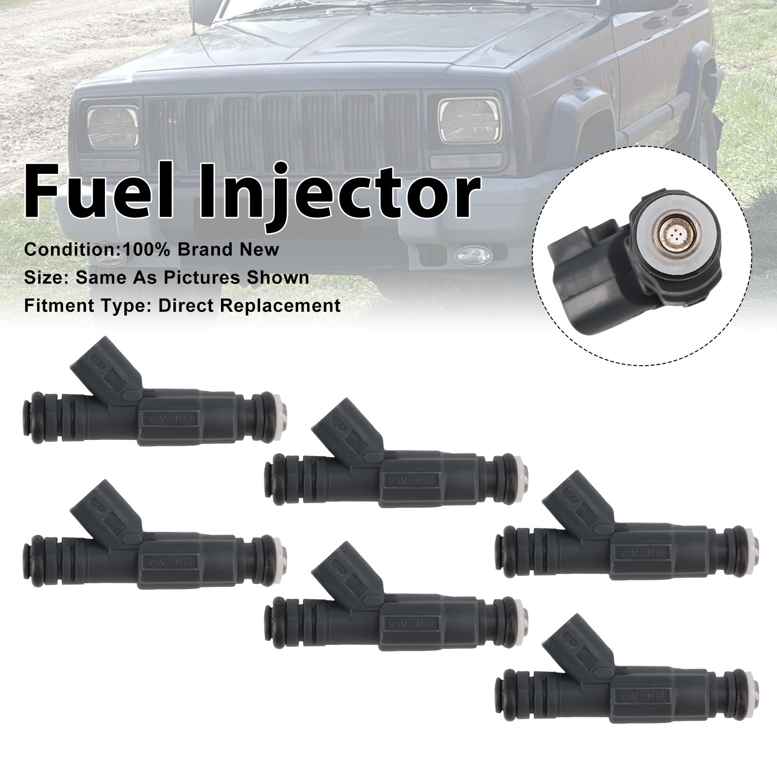 1999-2001 Jeep Cherokee 2.5L L4 4.0L L6 Fuel Injector 0280156048 6Pcs Generic
