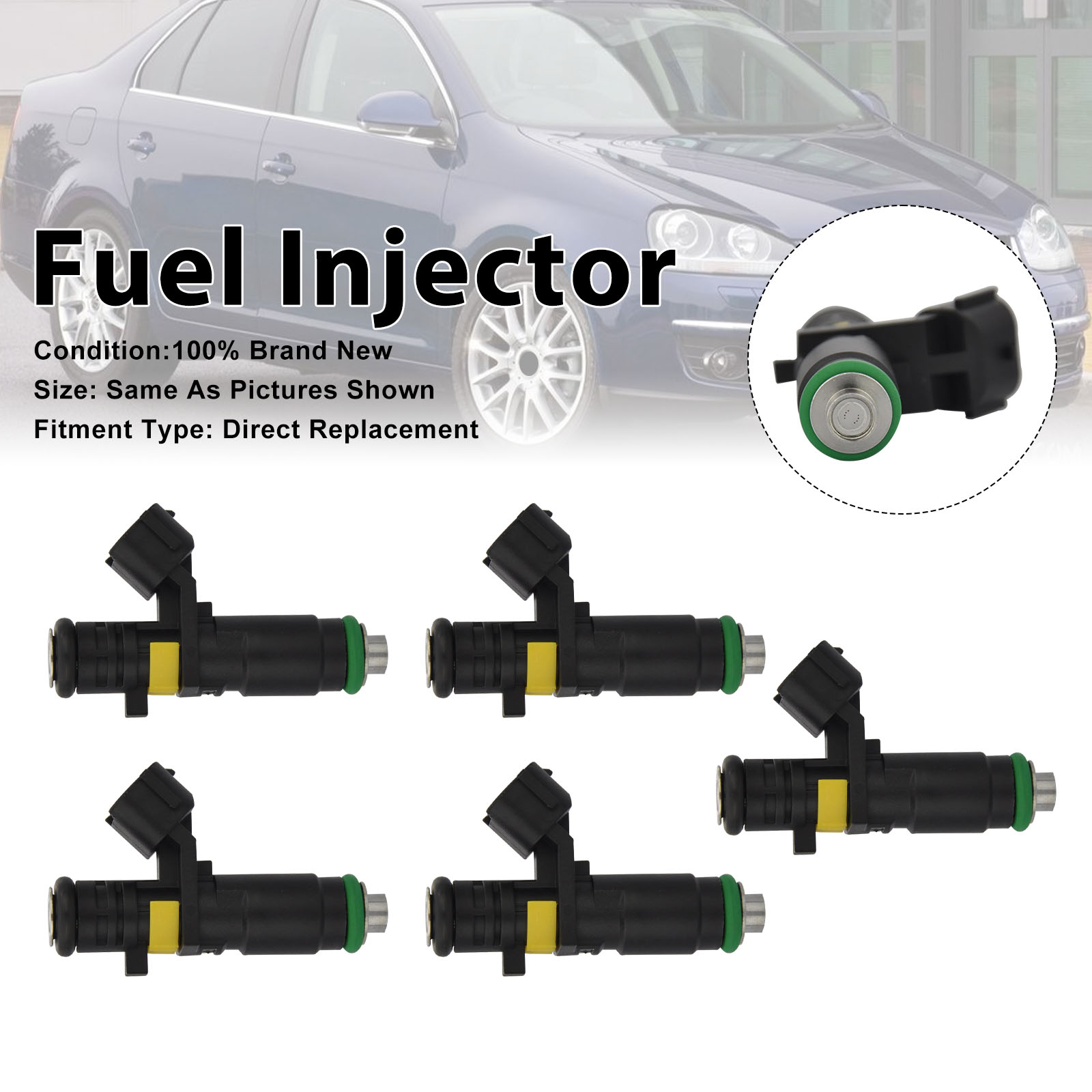 2005-2006 Volkswagen Jetta 2.5 Fuel Injector 07K906031B 5Pcs Generic