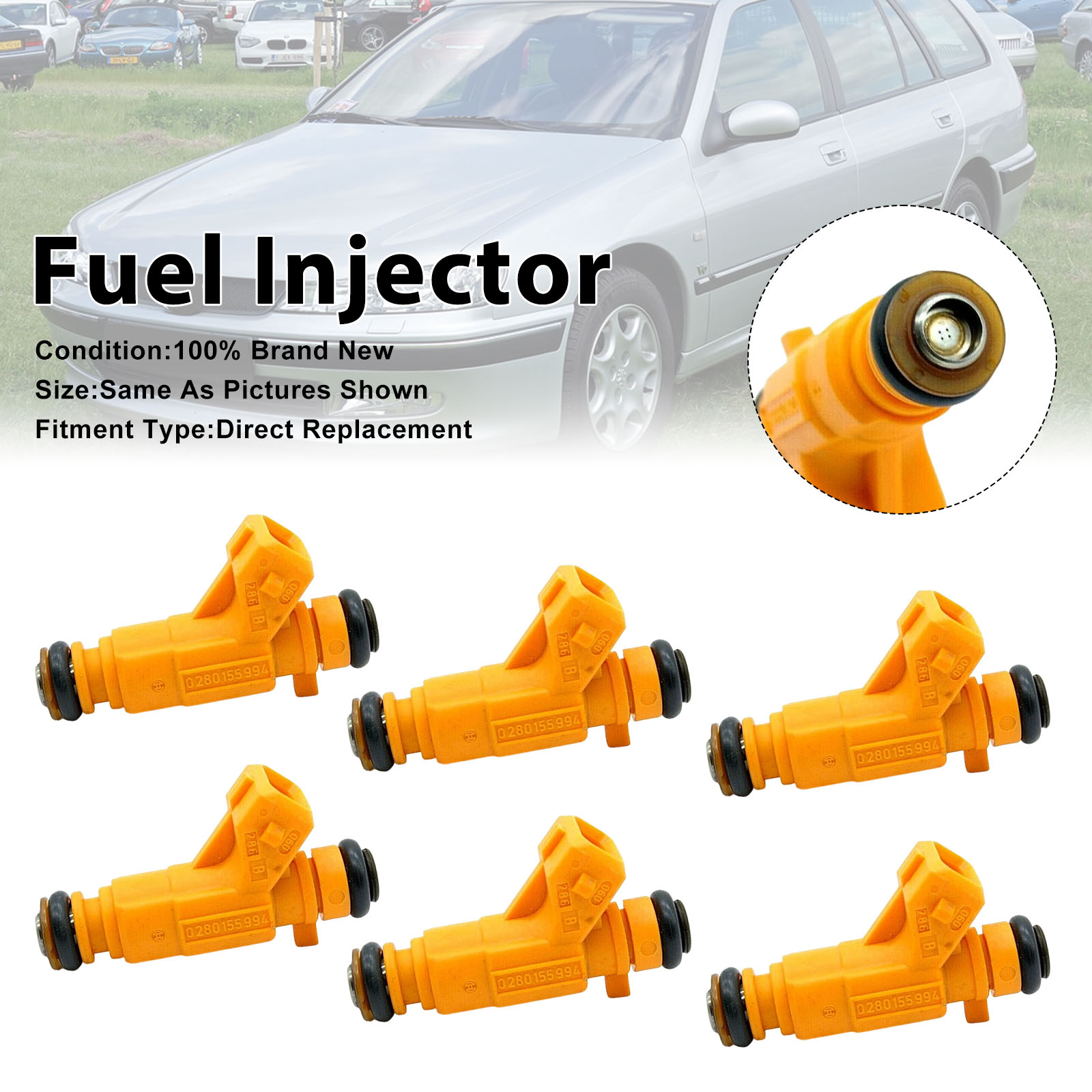 6Pcs Fuel Injector For Peugeot 607 For Renault Clio II 2000-02 0280155994