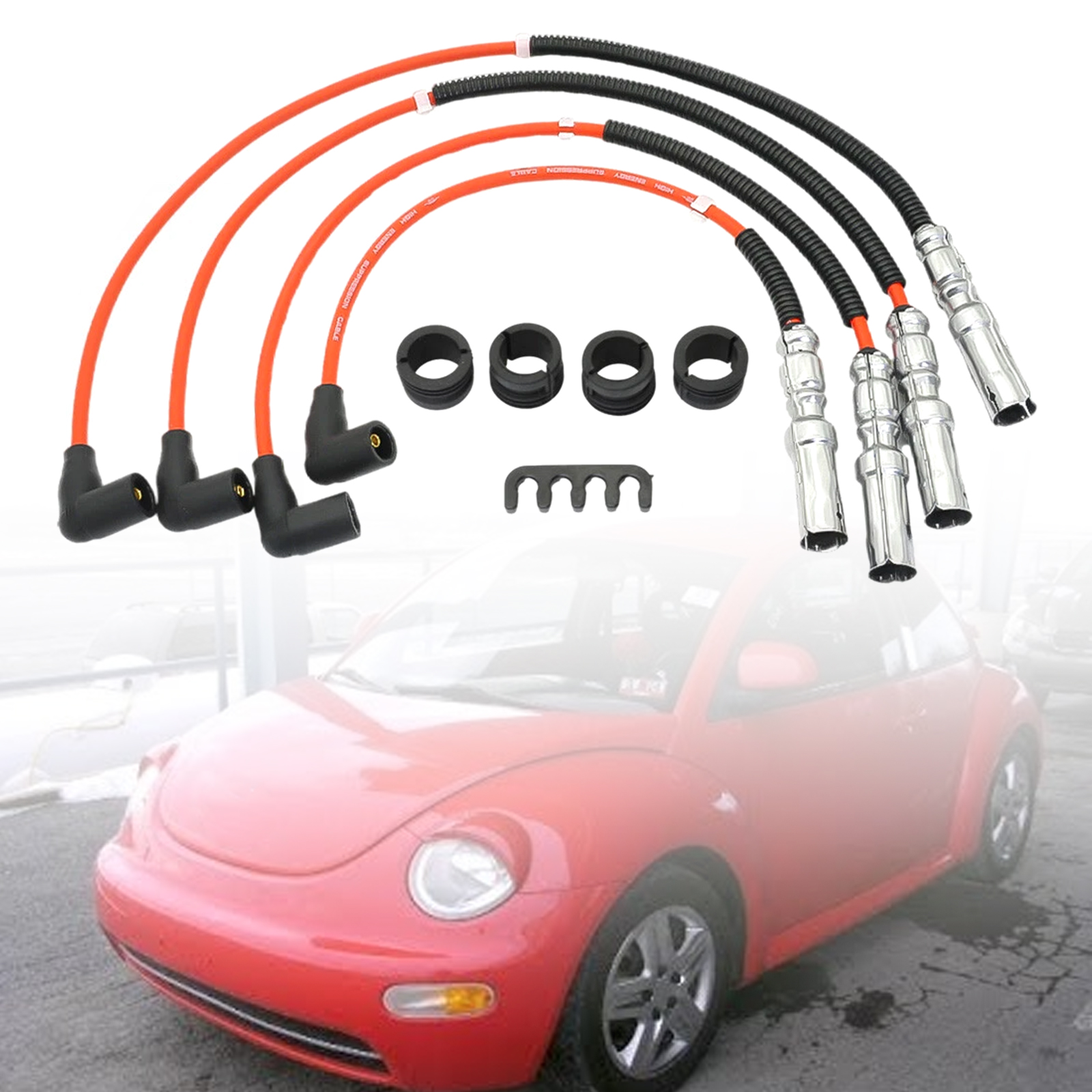 8mm Spark Plug Wire Kit 063905431A For VW Beetle Bora Golf GTI Jetta 2.0L