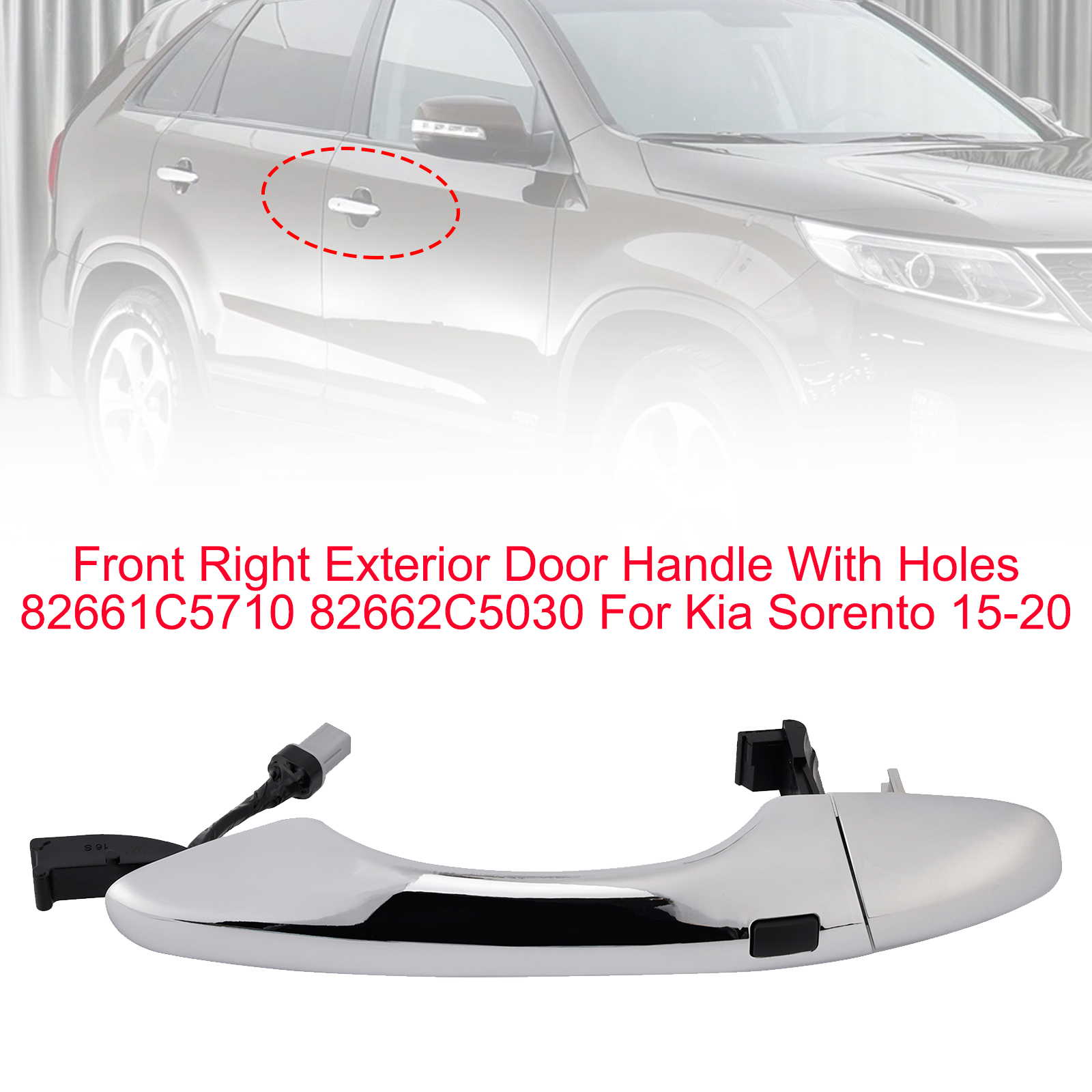 Front Right Exterior Door Handle With Holes 82661C5710 For Kia Sorento 15-20