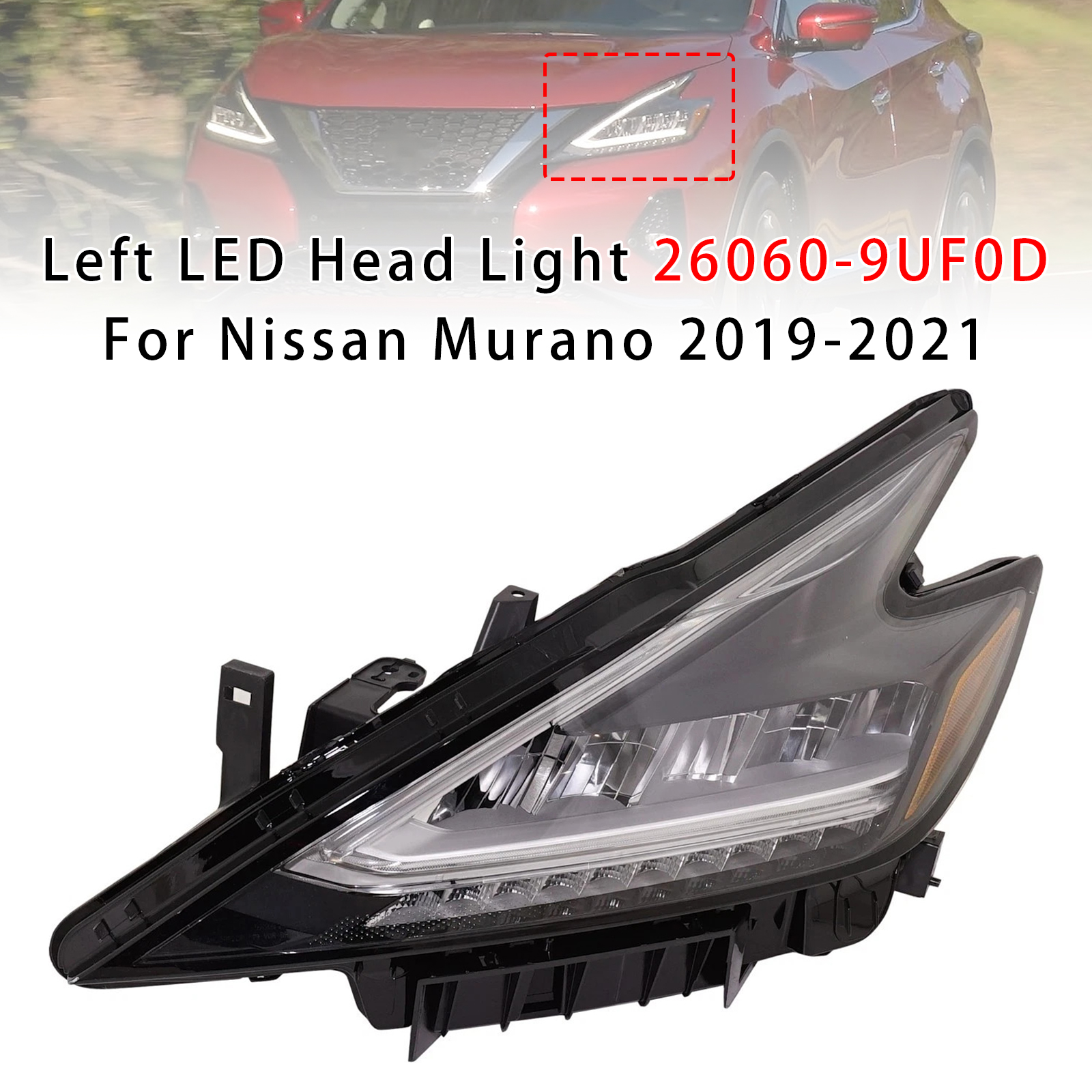 2019-2021 Nissan Murano Left LED Head Light 26060-9UF0D