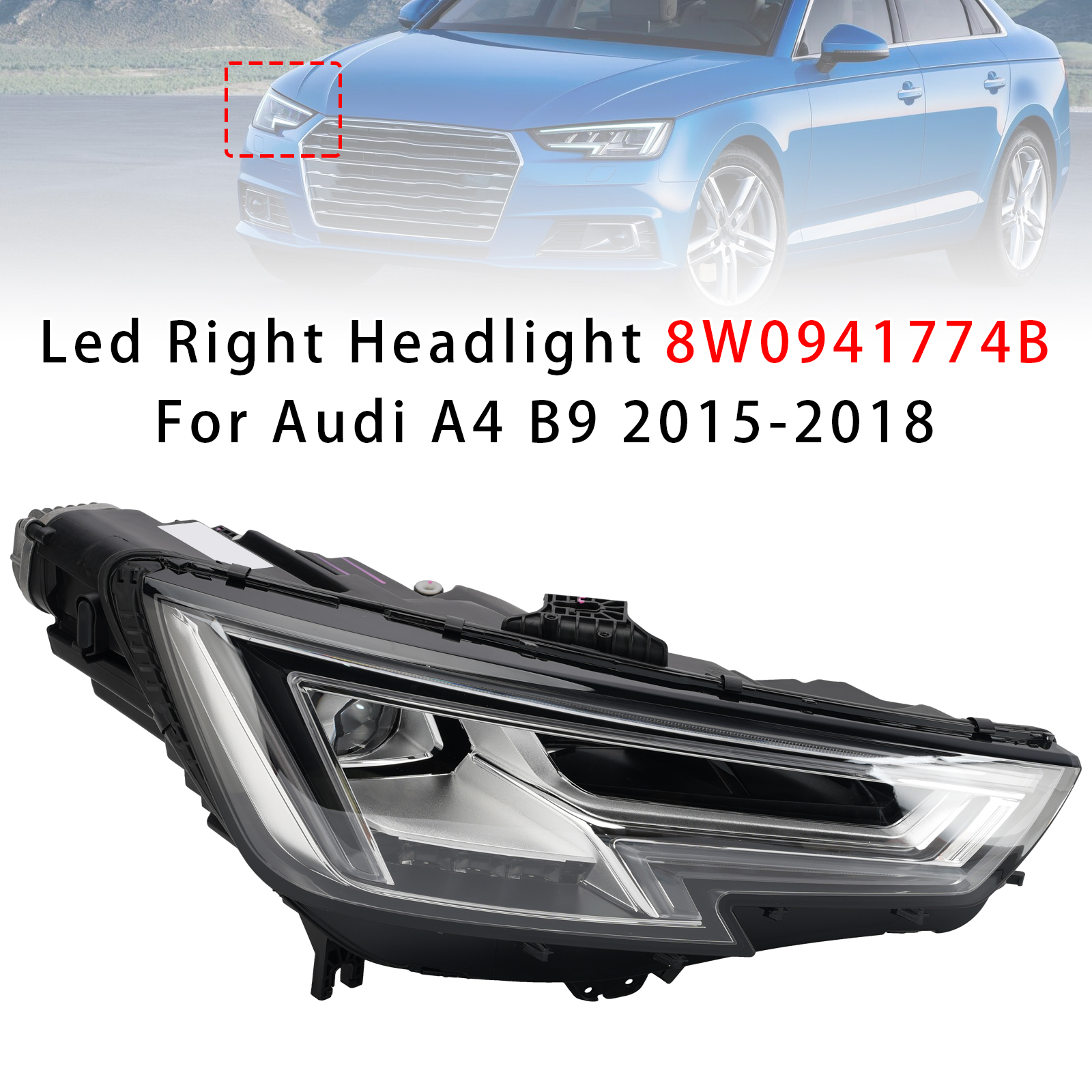 2015-2018 Audi A4 B9 LED Right Headlight 8W0941774B