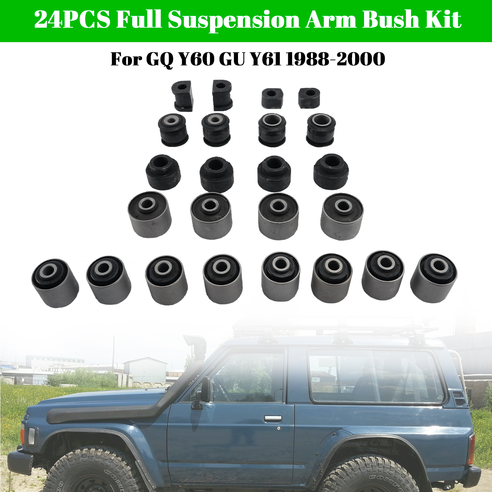 1988-2000 Full Suspension Arm Bush Kit For Nissan Patrol GQ Y60 GU Y61 24PCS