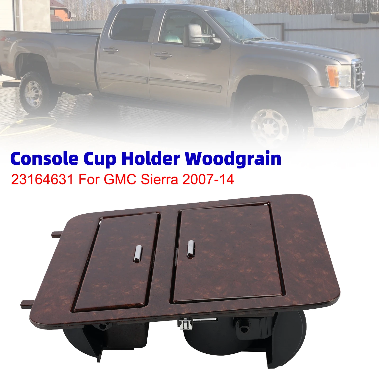 2007-2014 Chevrolet Silverado Console Cup Holder Woodgrain 23164631 Generic
