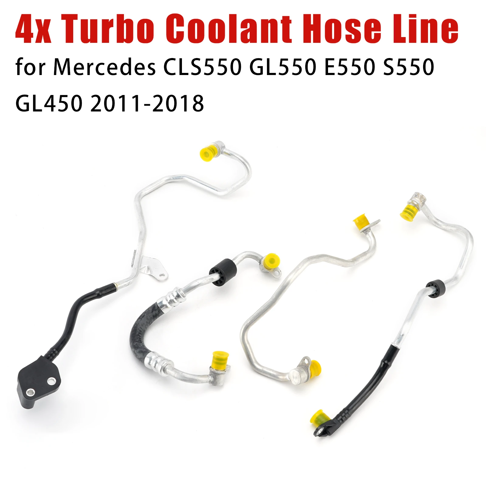 4x Turbo Coolant Hose Line for Mercedes CLS550 GL550 E550 S550 GL450 2011-2018