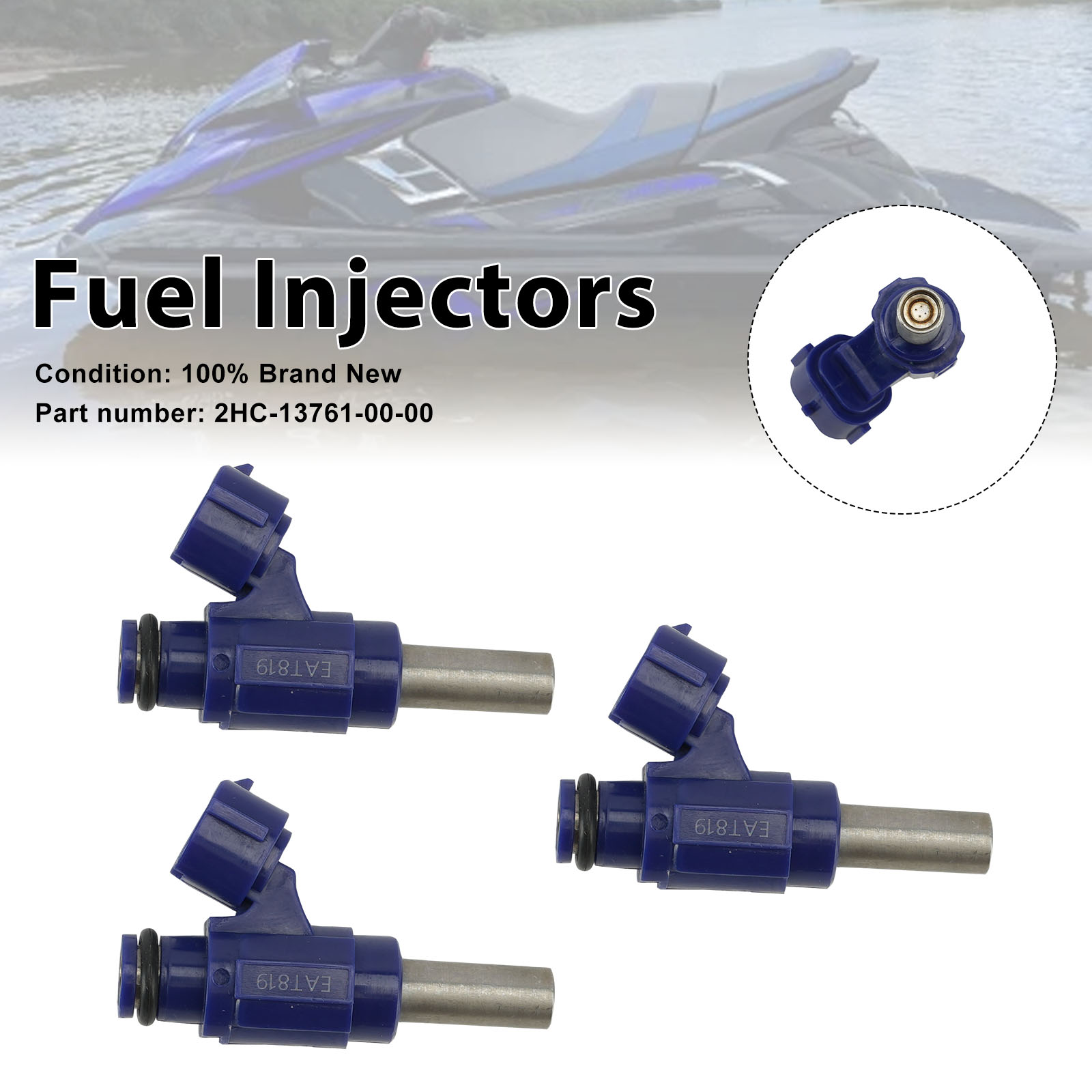 2018-2023 3PC Fuel Injectors 2HC-13761-00-00 For Yamaha WaveRunner VX EX