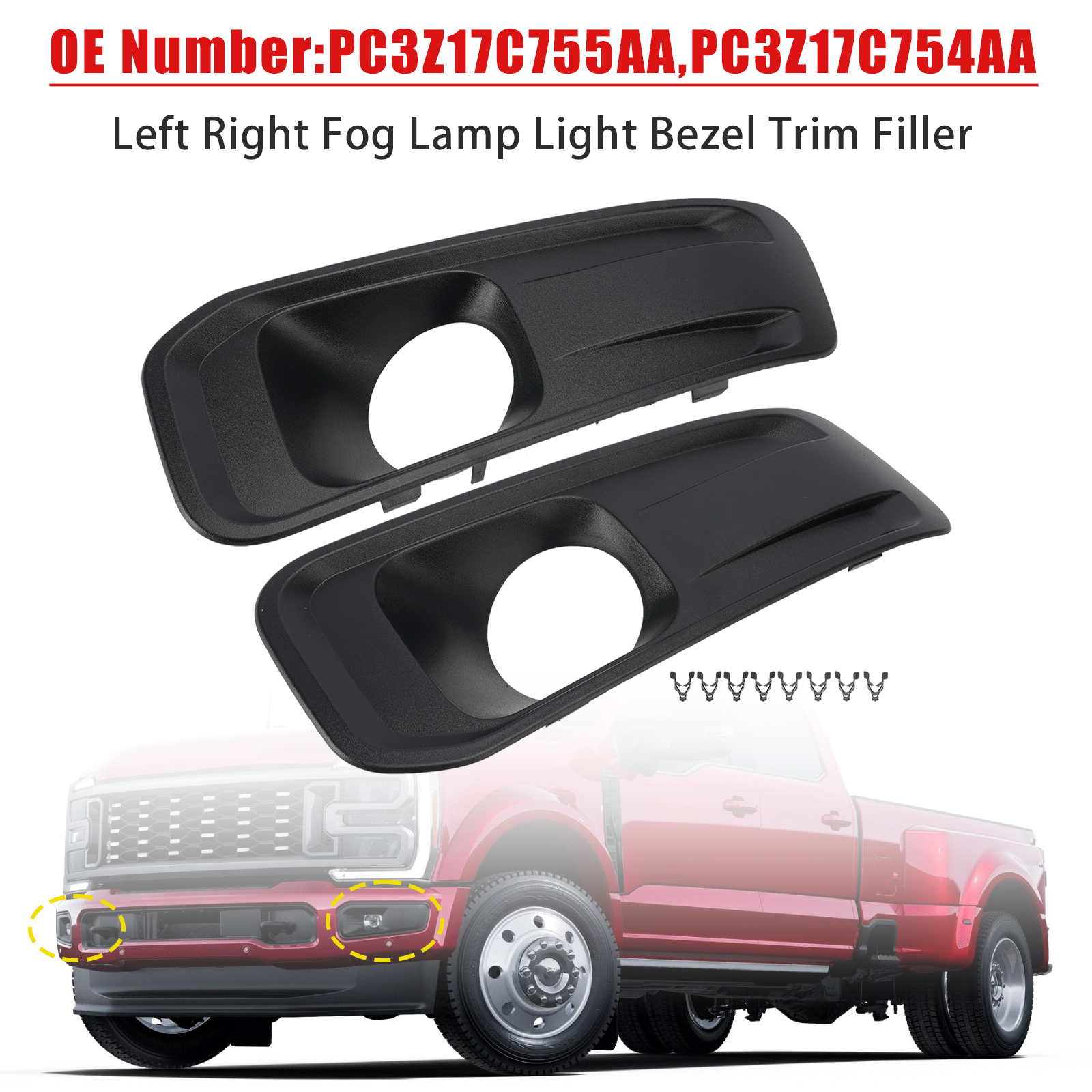 2023-2025 Left Right Fog Lamp Light Bezel Trim Filler For Ford F250/350/450/550