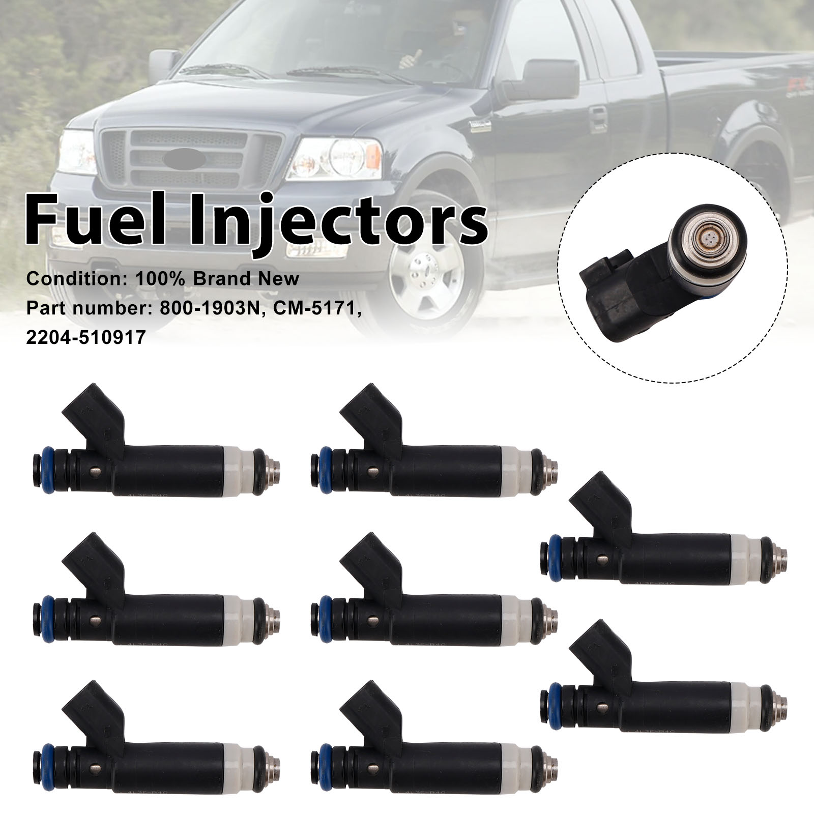 2004-2008 Ford E-150 E-250 F-150 Lobo 4.6L 8PC CM-5171 Fuel Injectors 800-1903N Generic