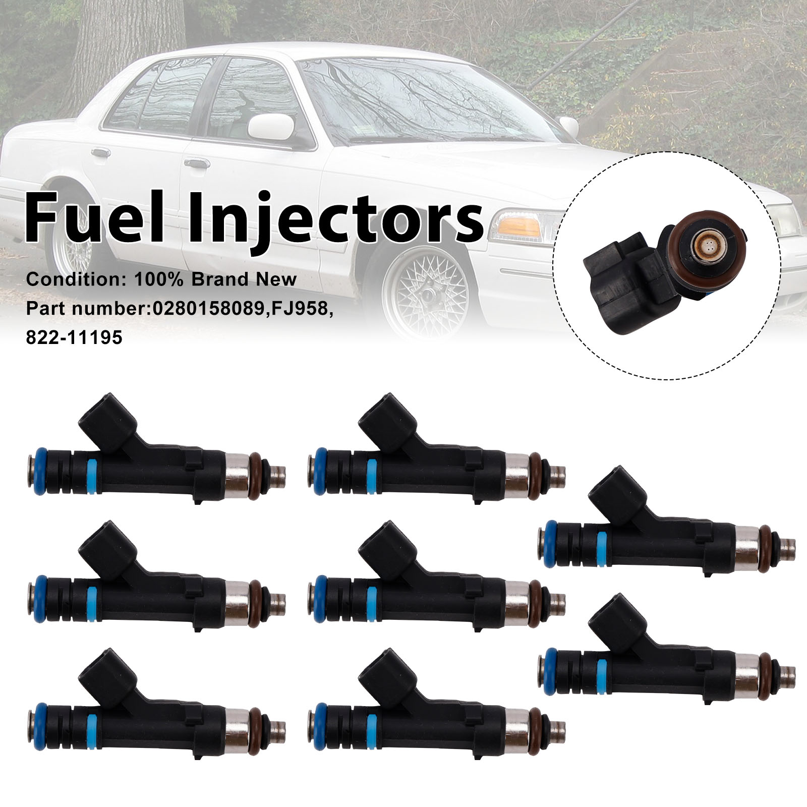 2006-2011 8PC 822-11195 Fuel Injectors 0280158089 For Mercury Grand Marquis Ford Lincoln