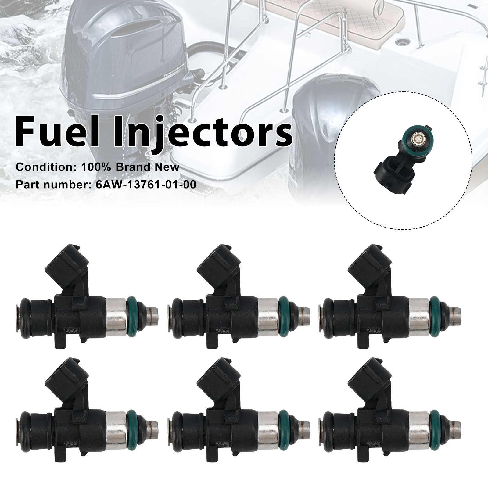 6PC Fuel Injectors 6AW-13761-01-00 For Yamaha Outboard 300HP LF300XSB2