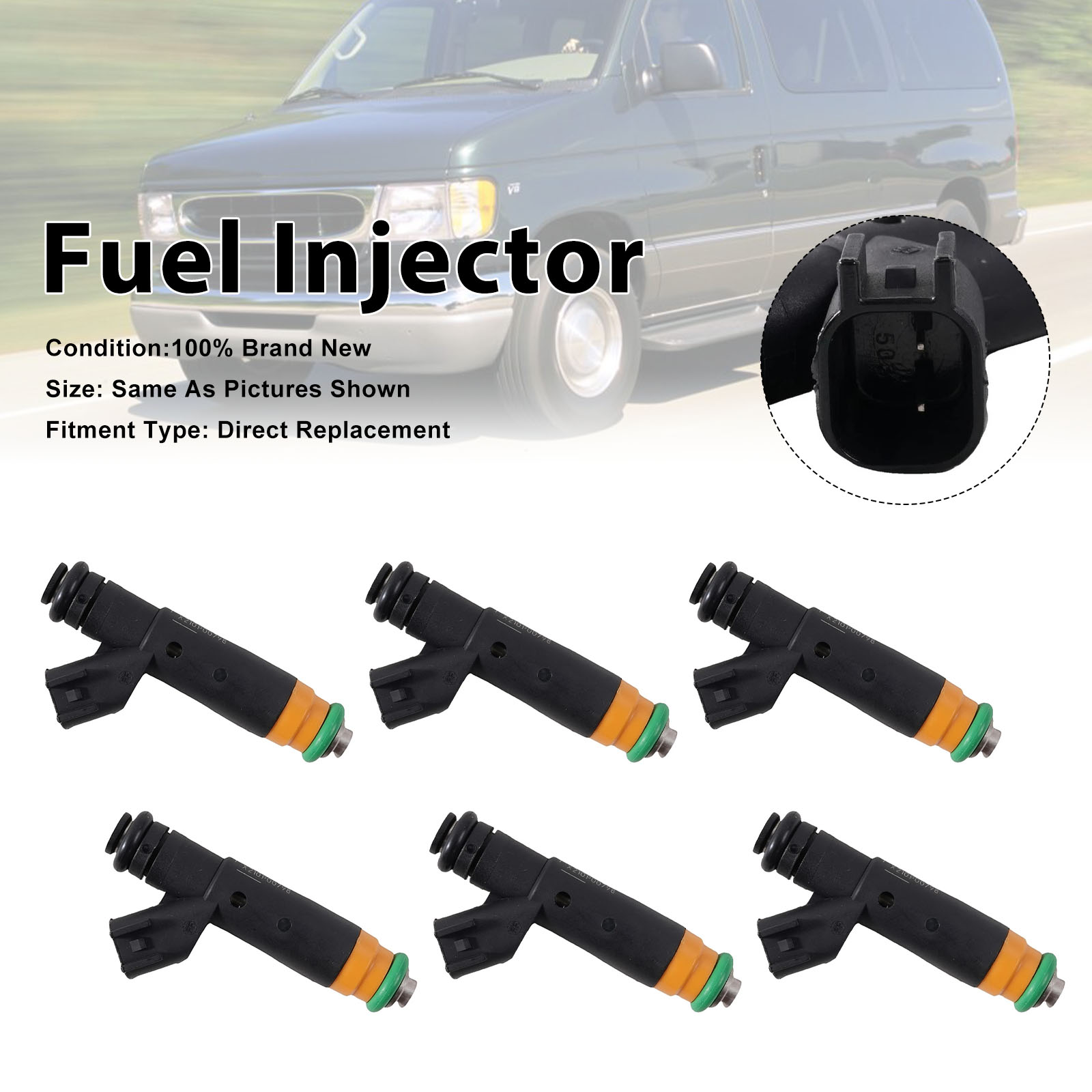 2000-2003 6Pcs Fuel Injector For Ford E-150 E-250 F-150 4.2L V6 YR3E-A6A