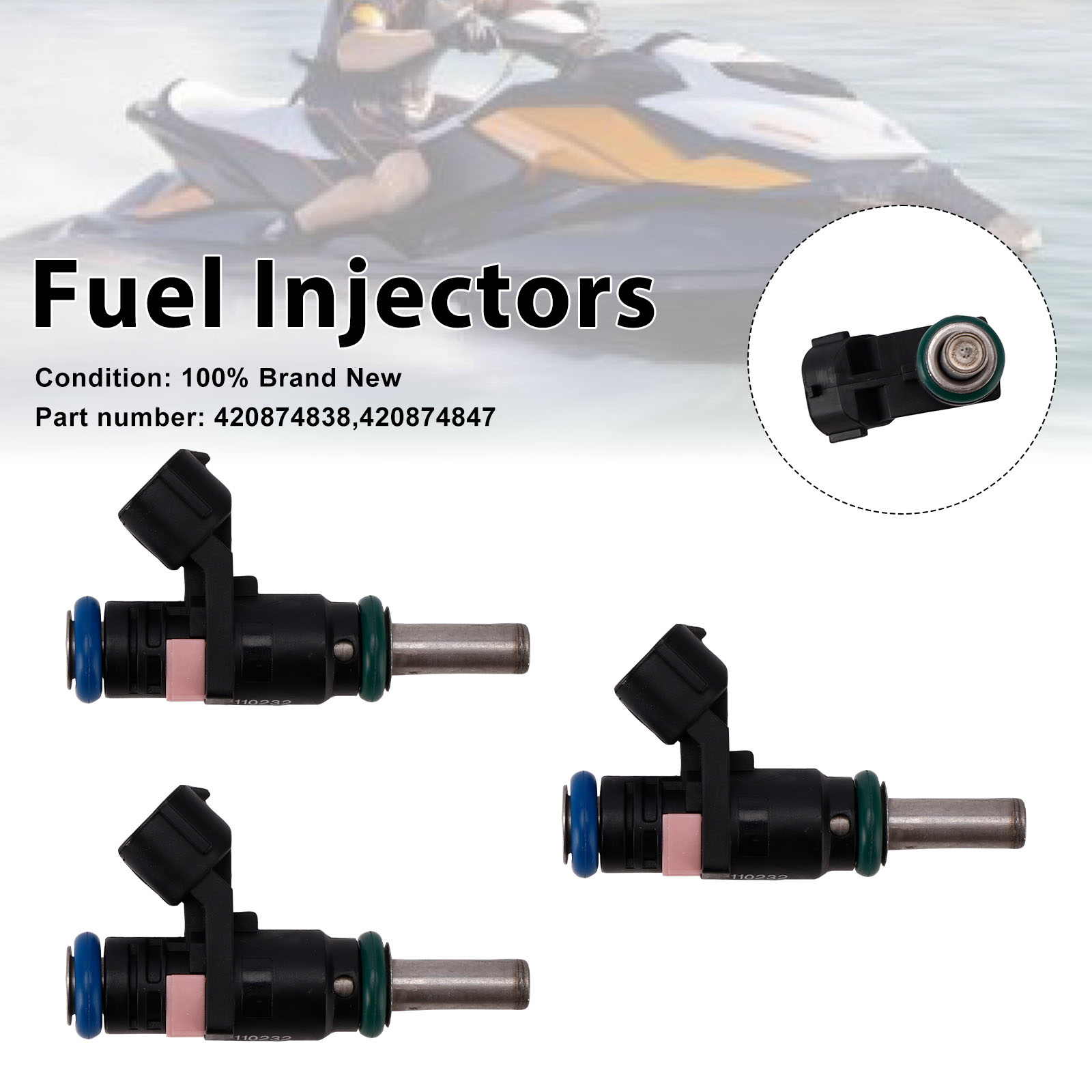 Sea-Doo SPARK GTR GTI GTS 420874847 Fuel Injectors 420874838 3PC