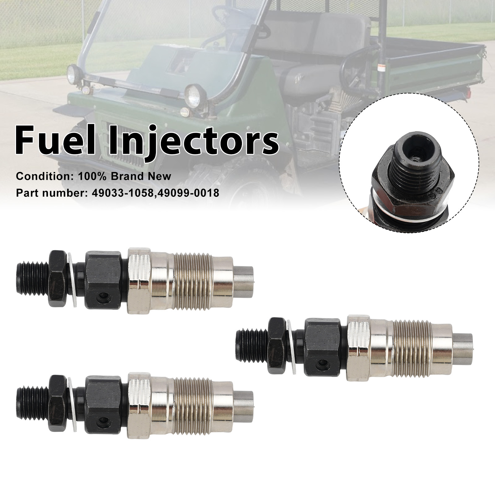 2000-2008 3PC 49099-0018 Fuel Injectors 49033-1058 For Kawasaki DM950 DM850 Mule 2510 3010