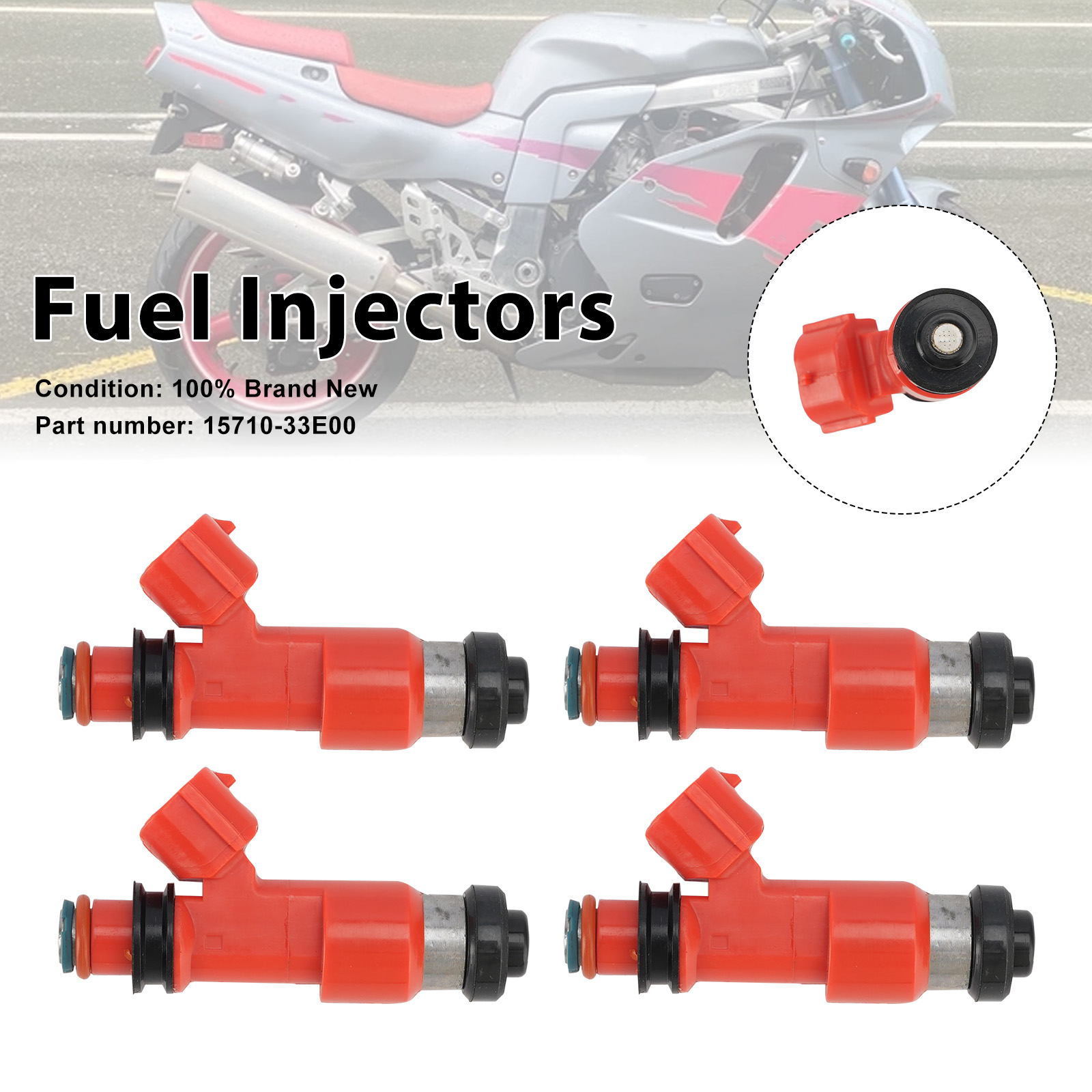 1998-1999 Suzuki GSXR750 GSX-R750 4PC Fuel Injectors 15710-33E00
