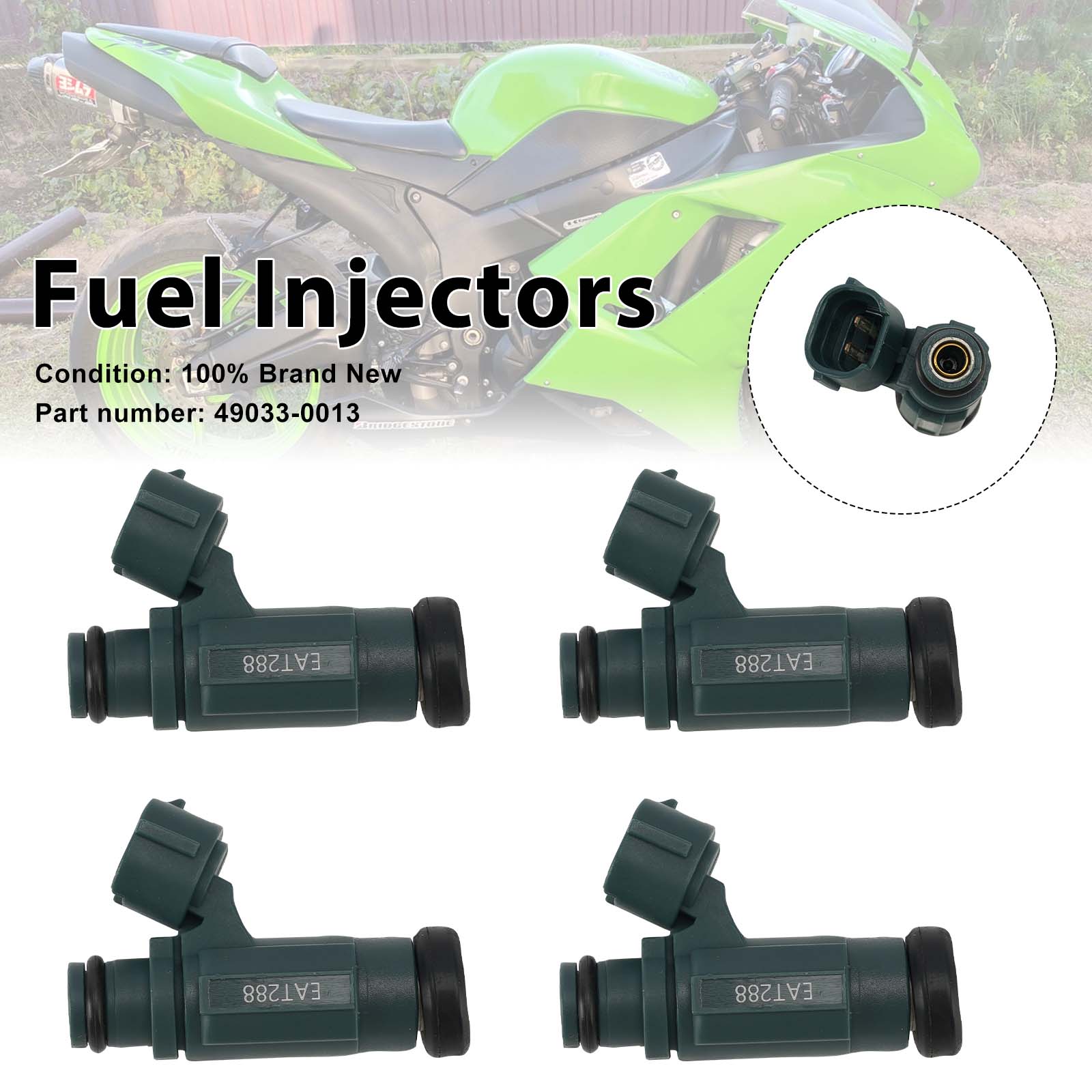 2007-2012 Kawasaki Ninja ZX600 ZX6R Z750 Fuel Injectors 49033-0013 4PC