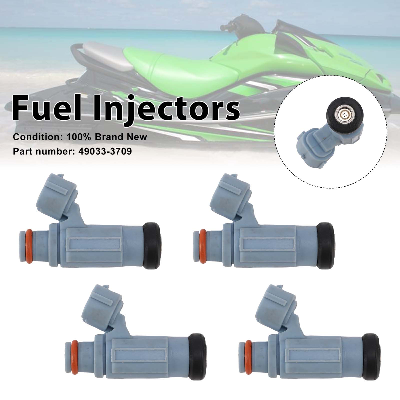 4PC Fuel Injectors 49033-3709 For Kawasaki JET SKI ULTRA 310 ULTRA 300 2011-2024