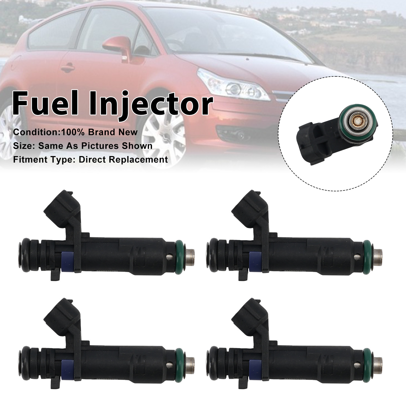 4Pcs Fuel Injector For Citroën C4 Coupe 2006-07 C5 II 2004-2008 9660275780