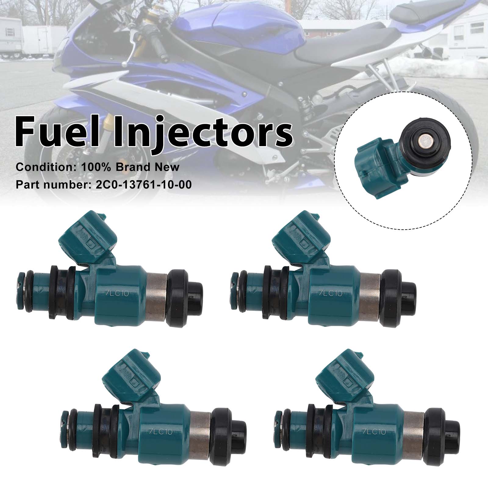 4PC Fuel Injectors 2C0-13761-10-00 For Yamaha YZF R6 06-07 TMAX 15-16